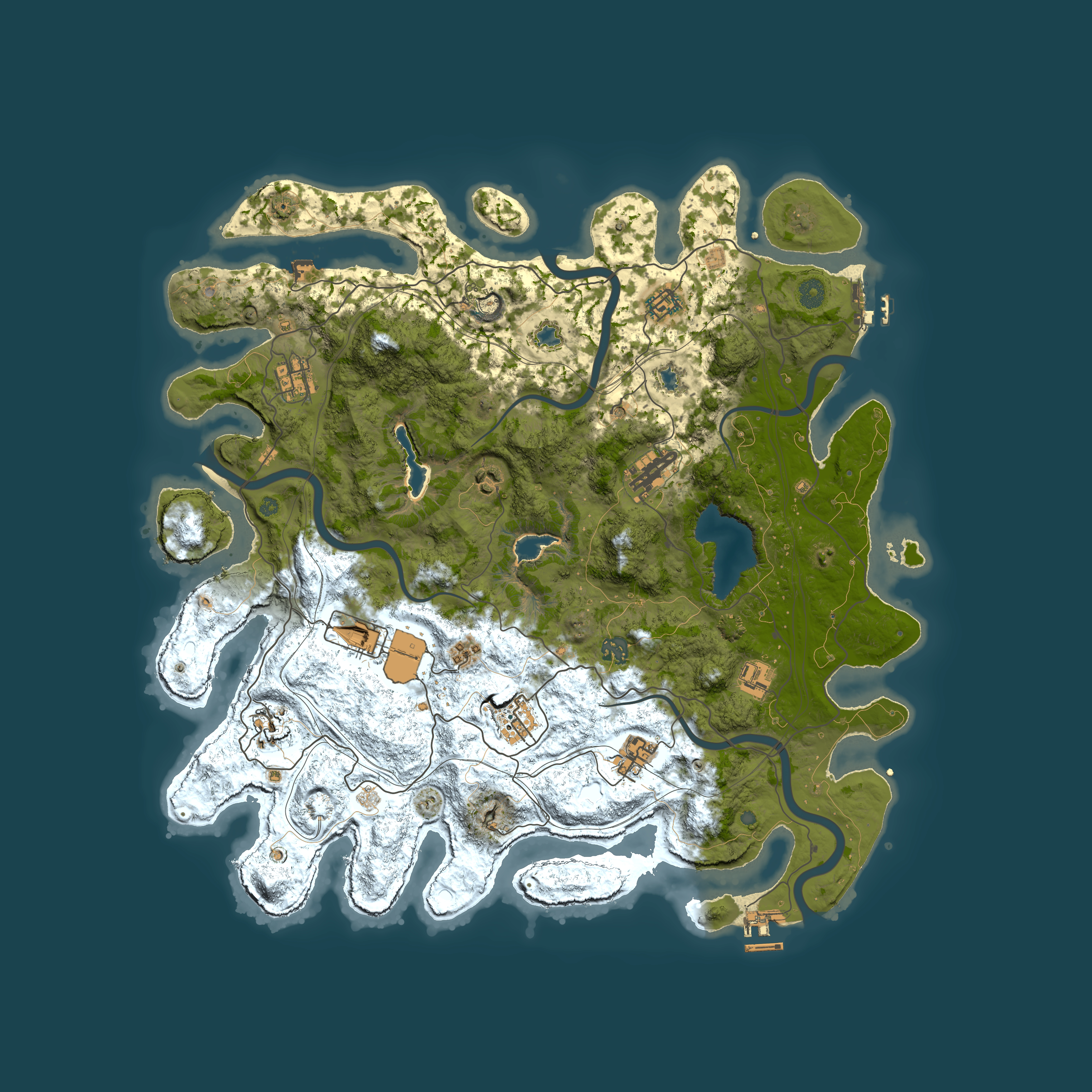 Full top-down render of Rust map seed 1069375380, 4500x4500m