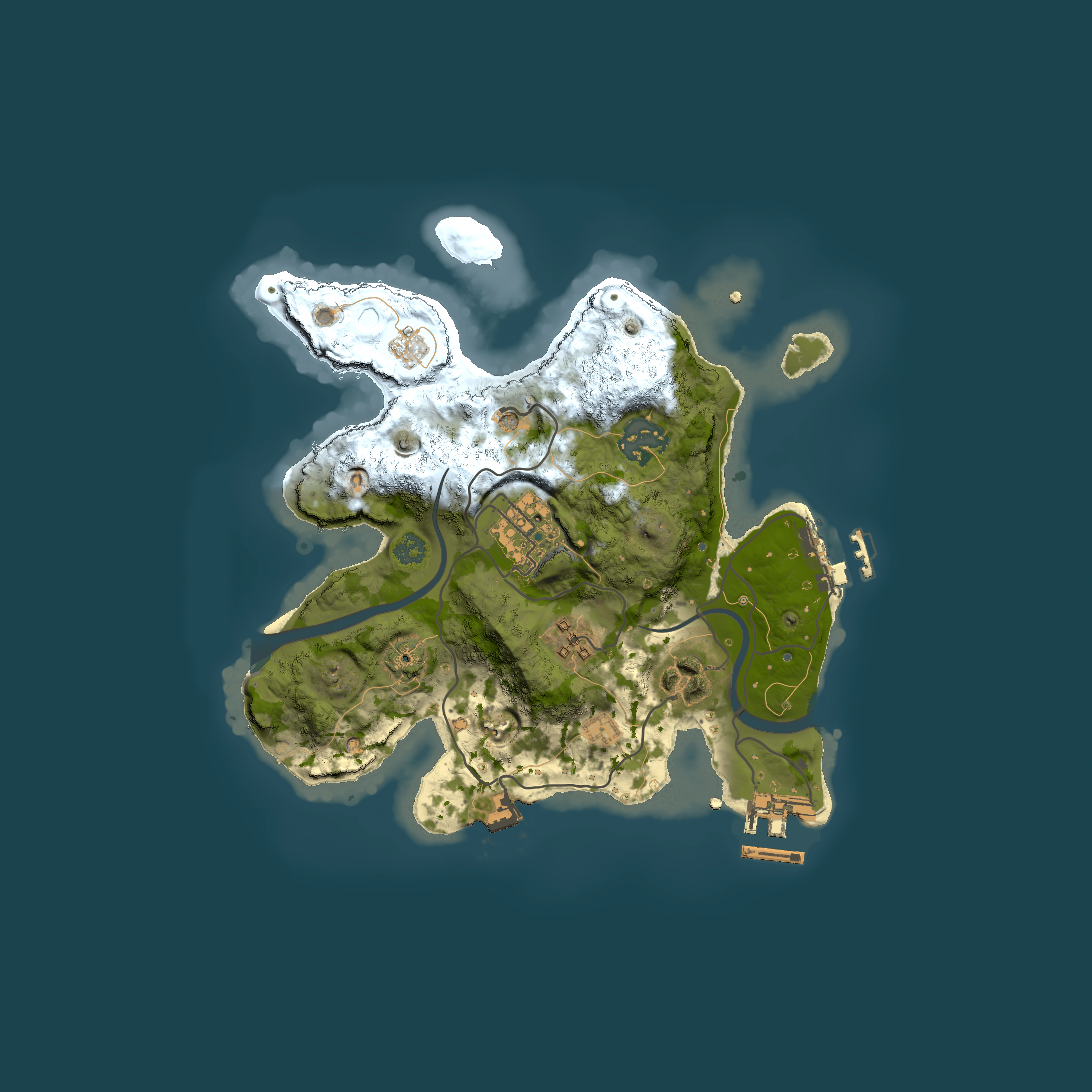 Full top-down render of Rust map seed 1127627020, 2500x2500m