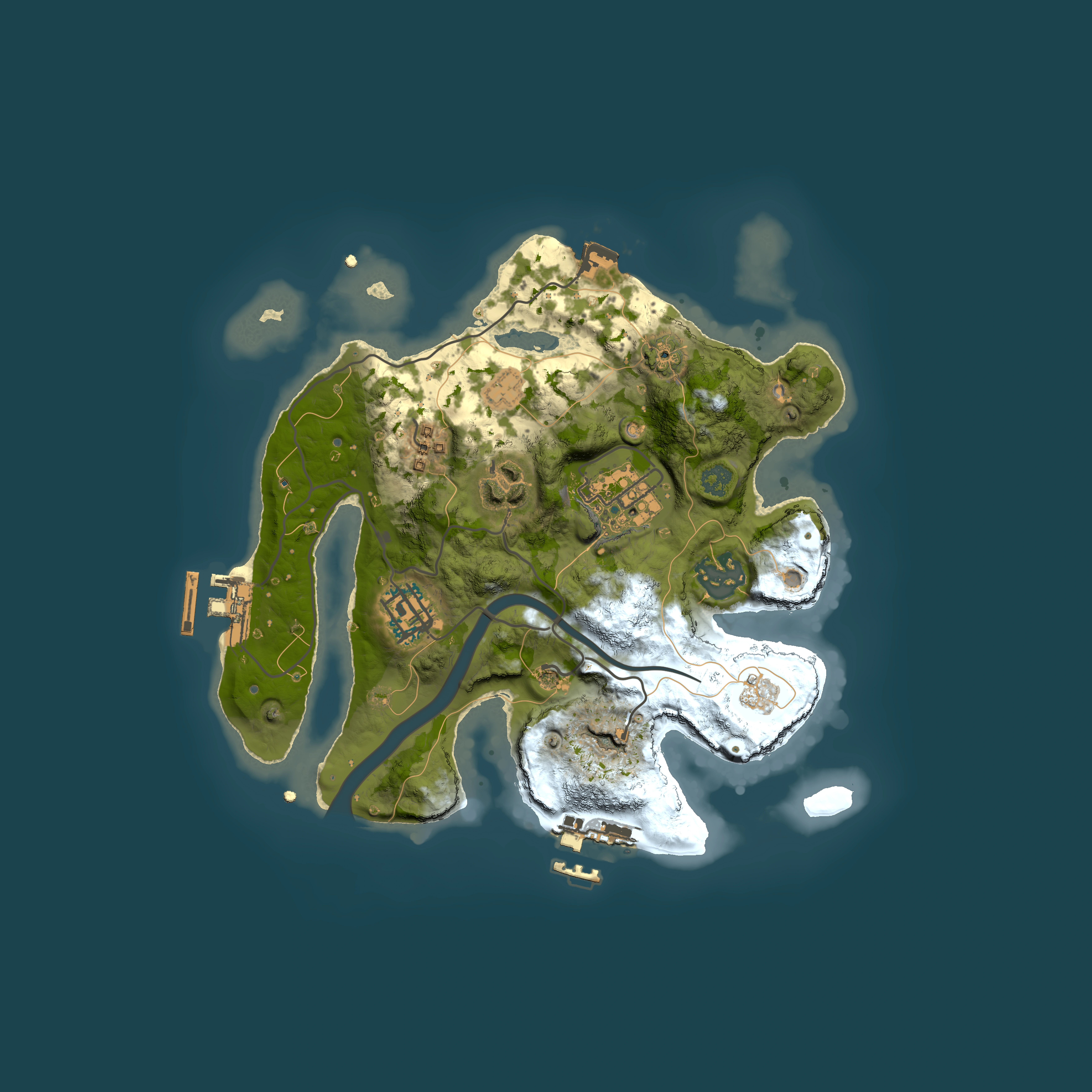 Full top-down render of Rust map seed 1625705606, 2500x2500m