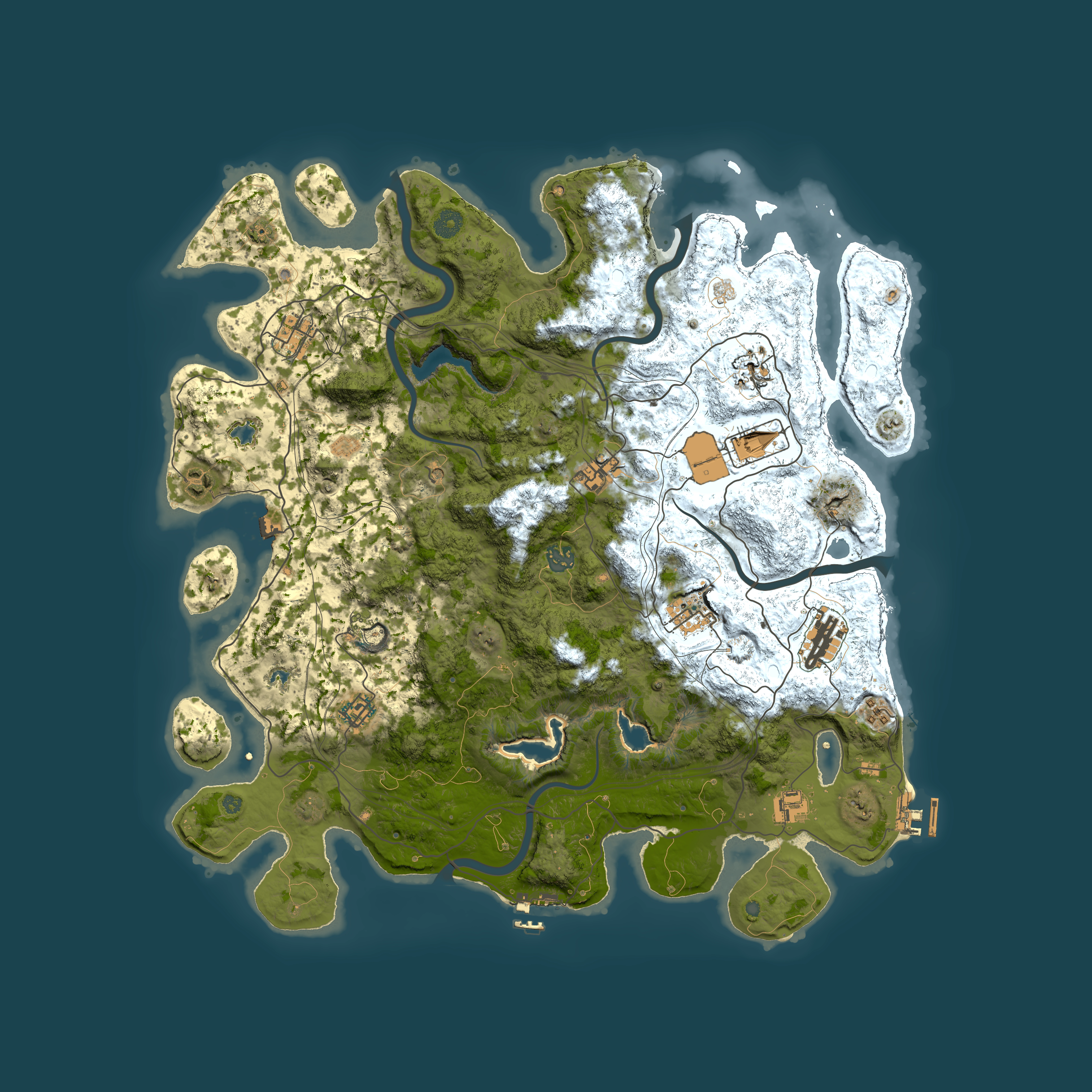 Full top-down render of Rust map seed 814443525, 4500x4500m