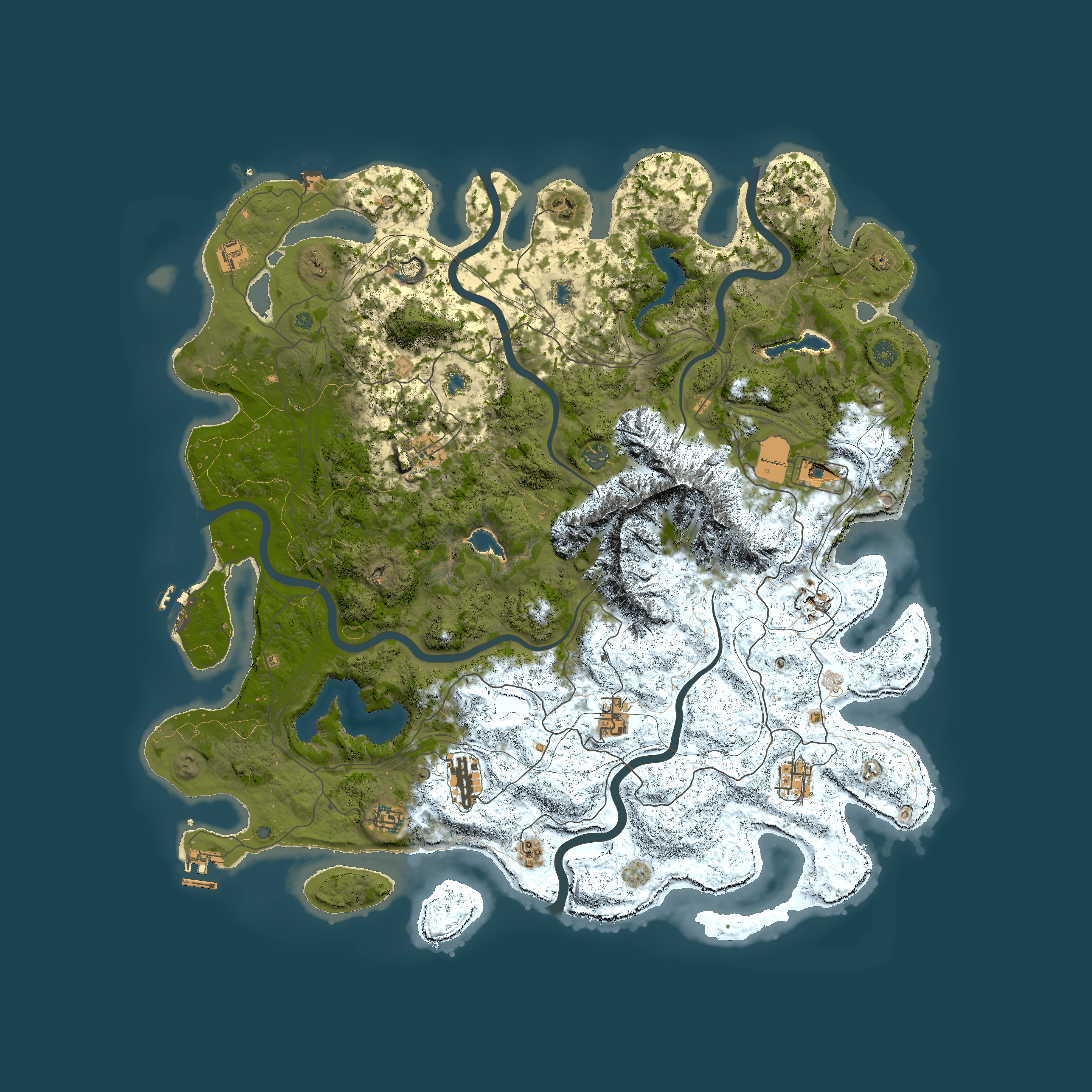 Full top-down render of Rust map seed 1009112180, 5000x5000m