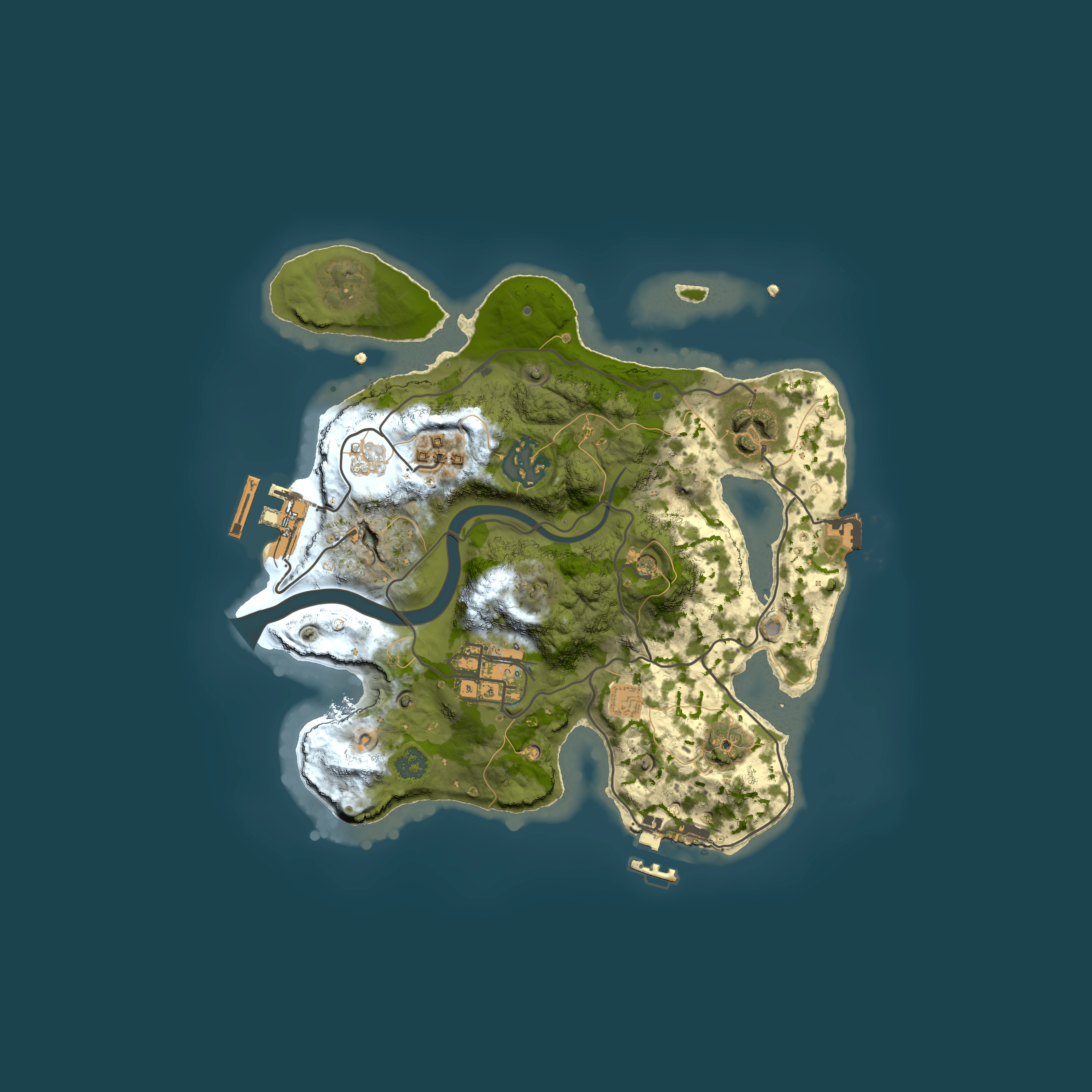 Full top-down render of Rust map seed 1004499695, 2500x2500m