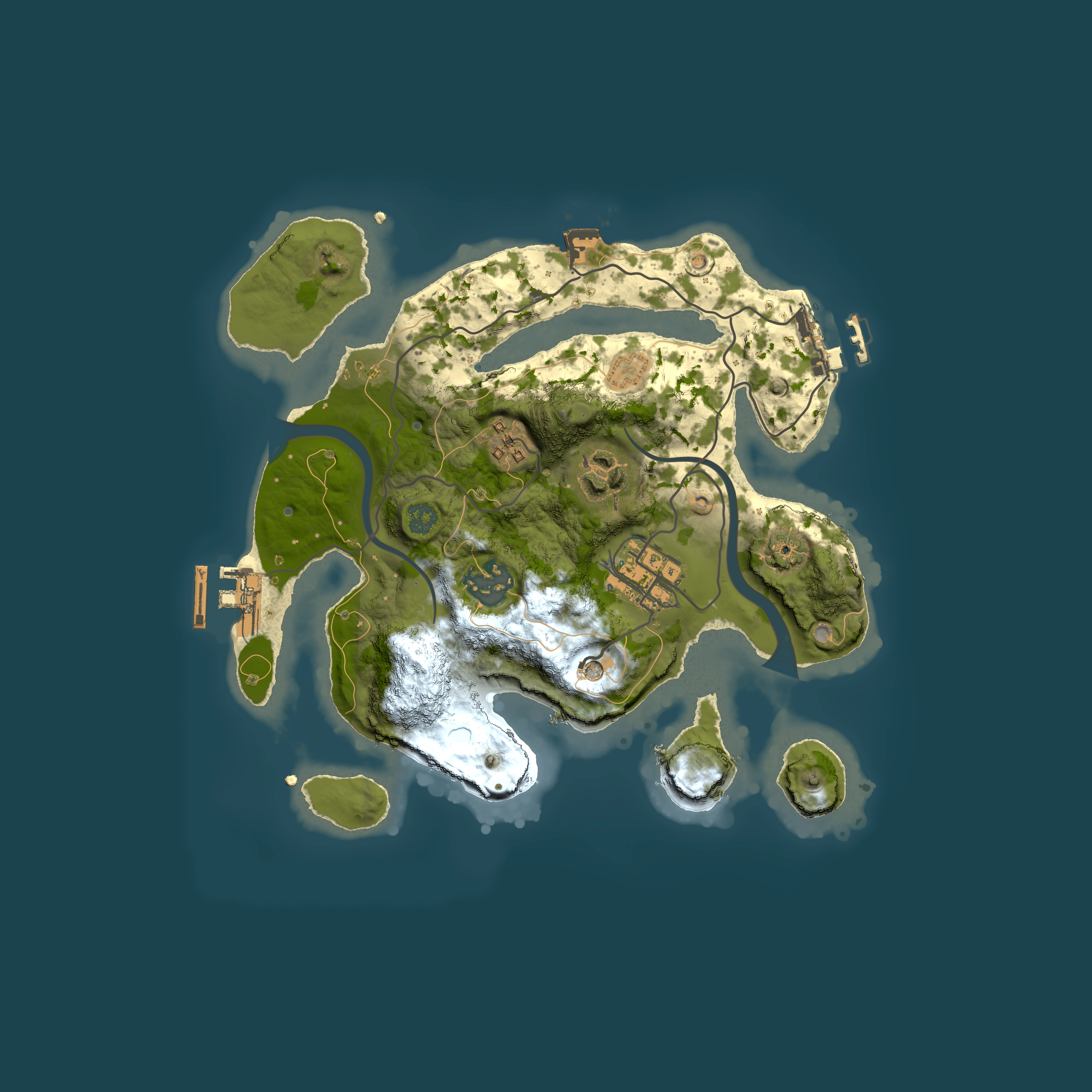 Full top-down render of Rust map seed 2122301301, 2500x2500m