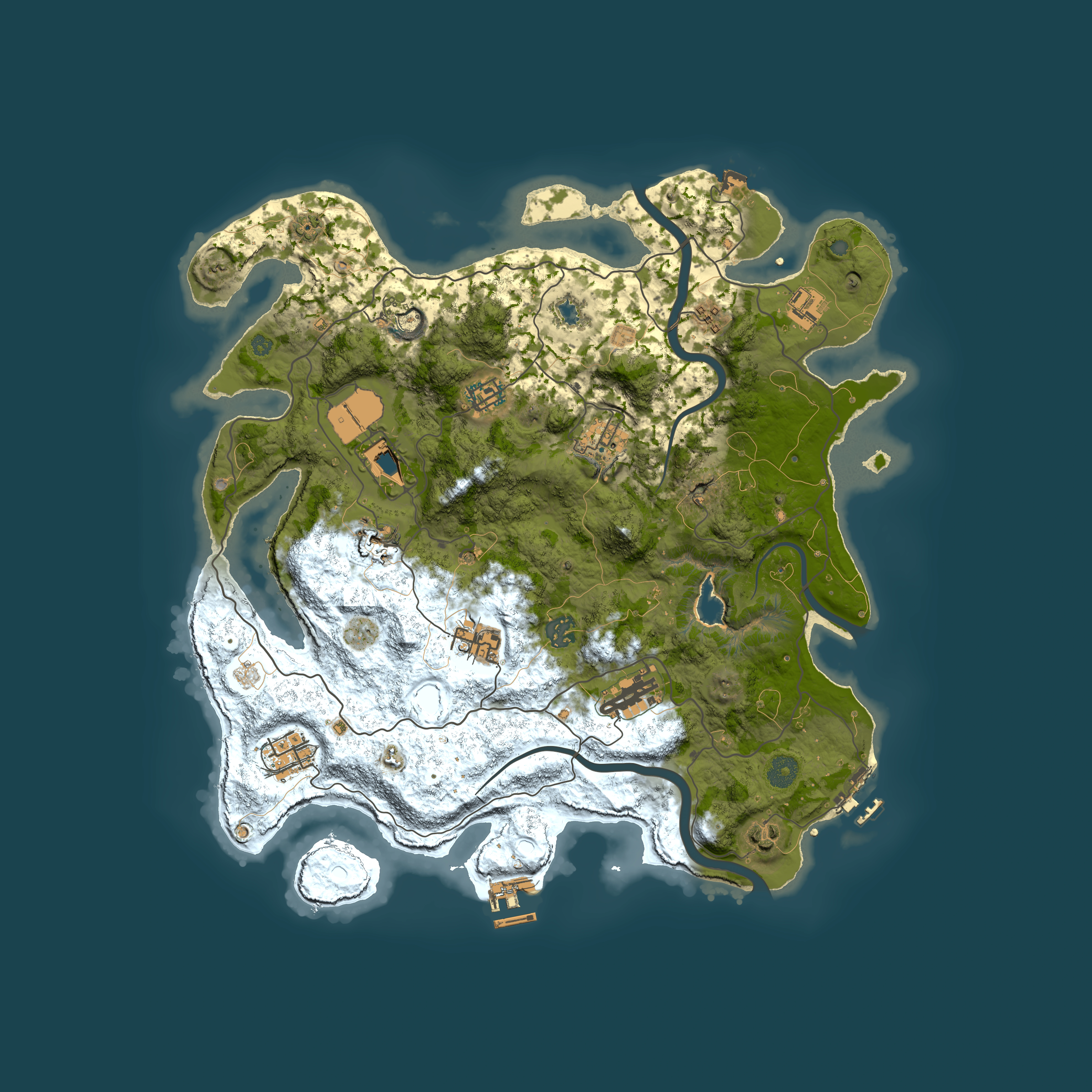 Full top-down render of Rust map seed 1863739711, 4000x4000m