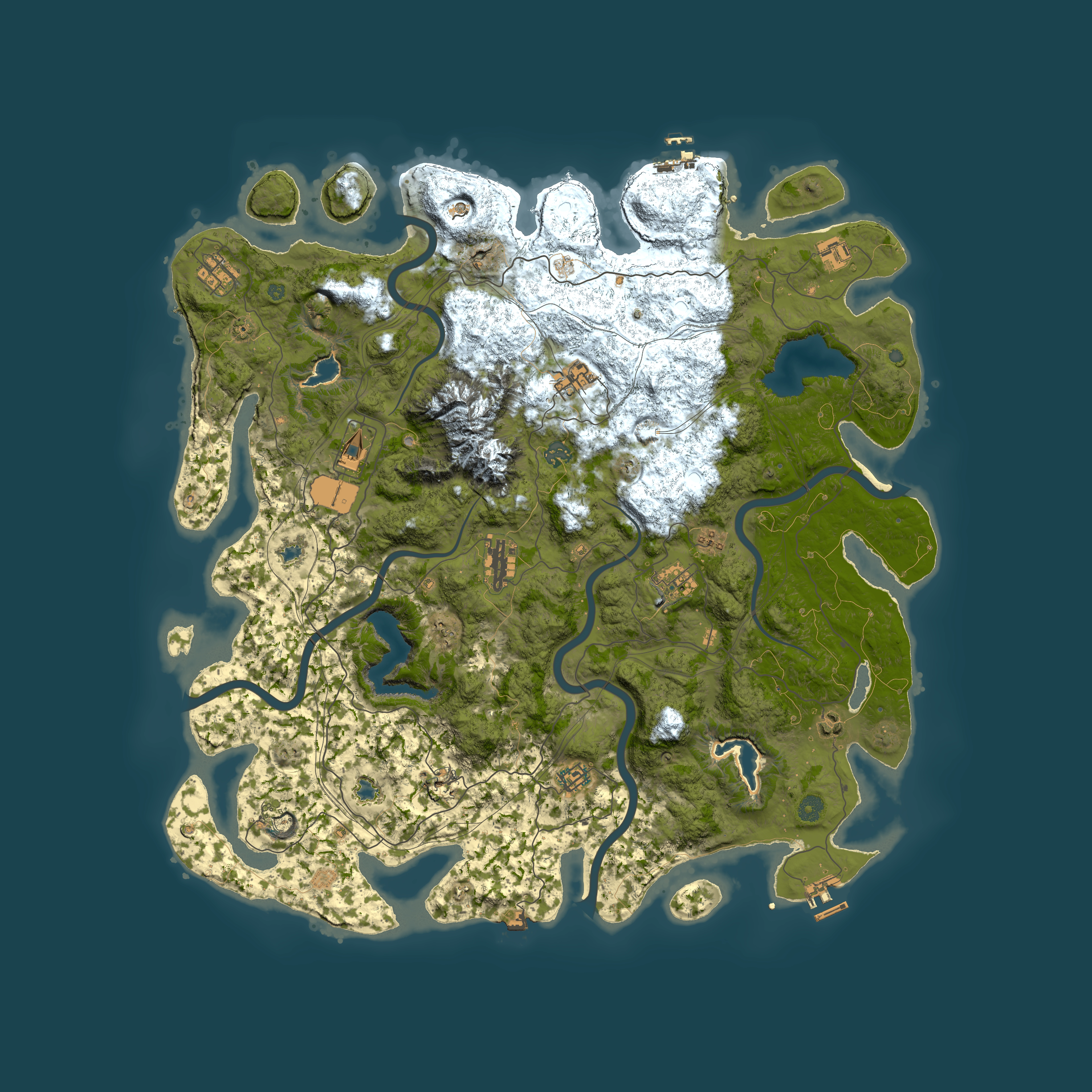 Full top-down render of Rust map seed 349450832, 5000x5000m