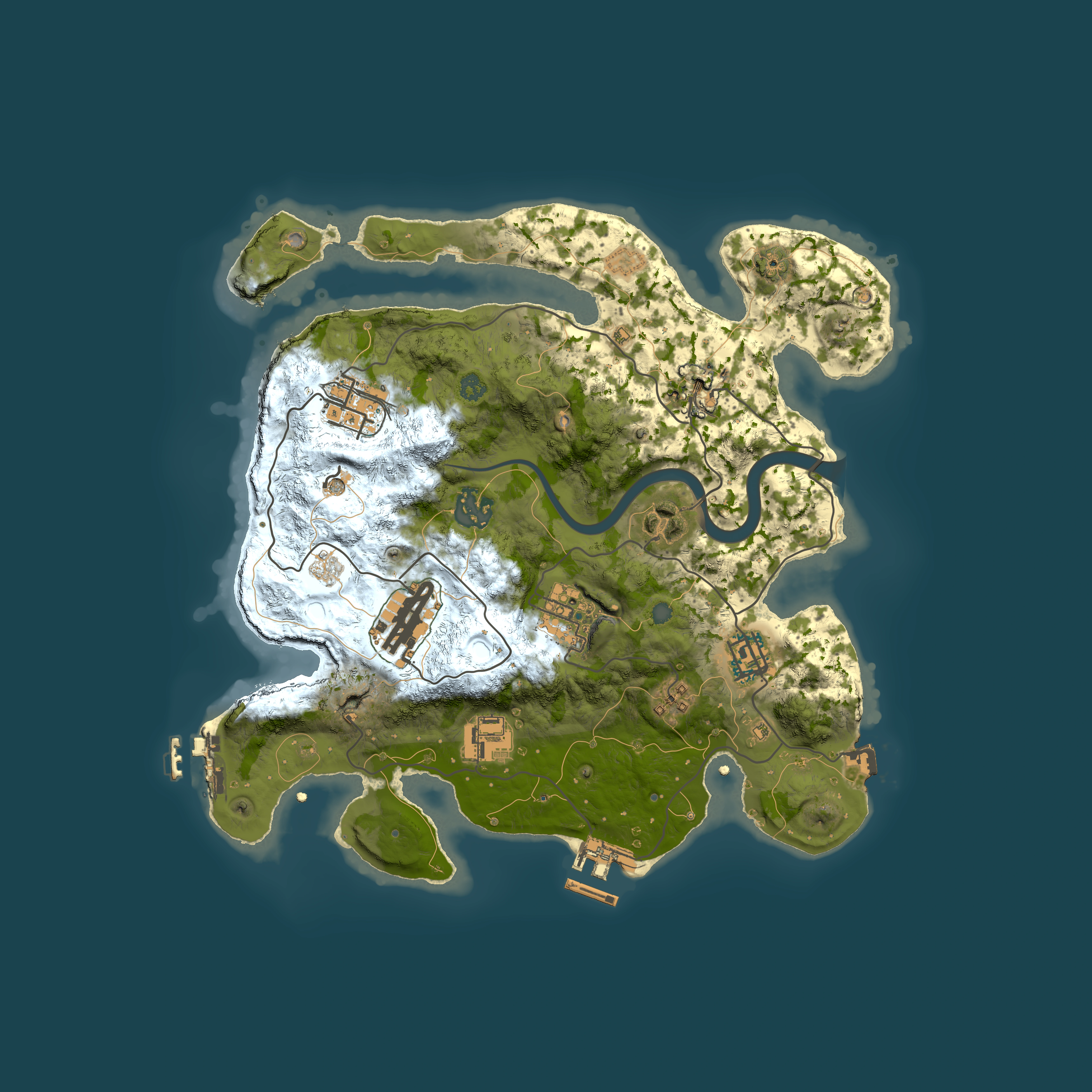 Full top-down render of Rust map seed 854057423, 3000x3000m