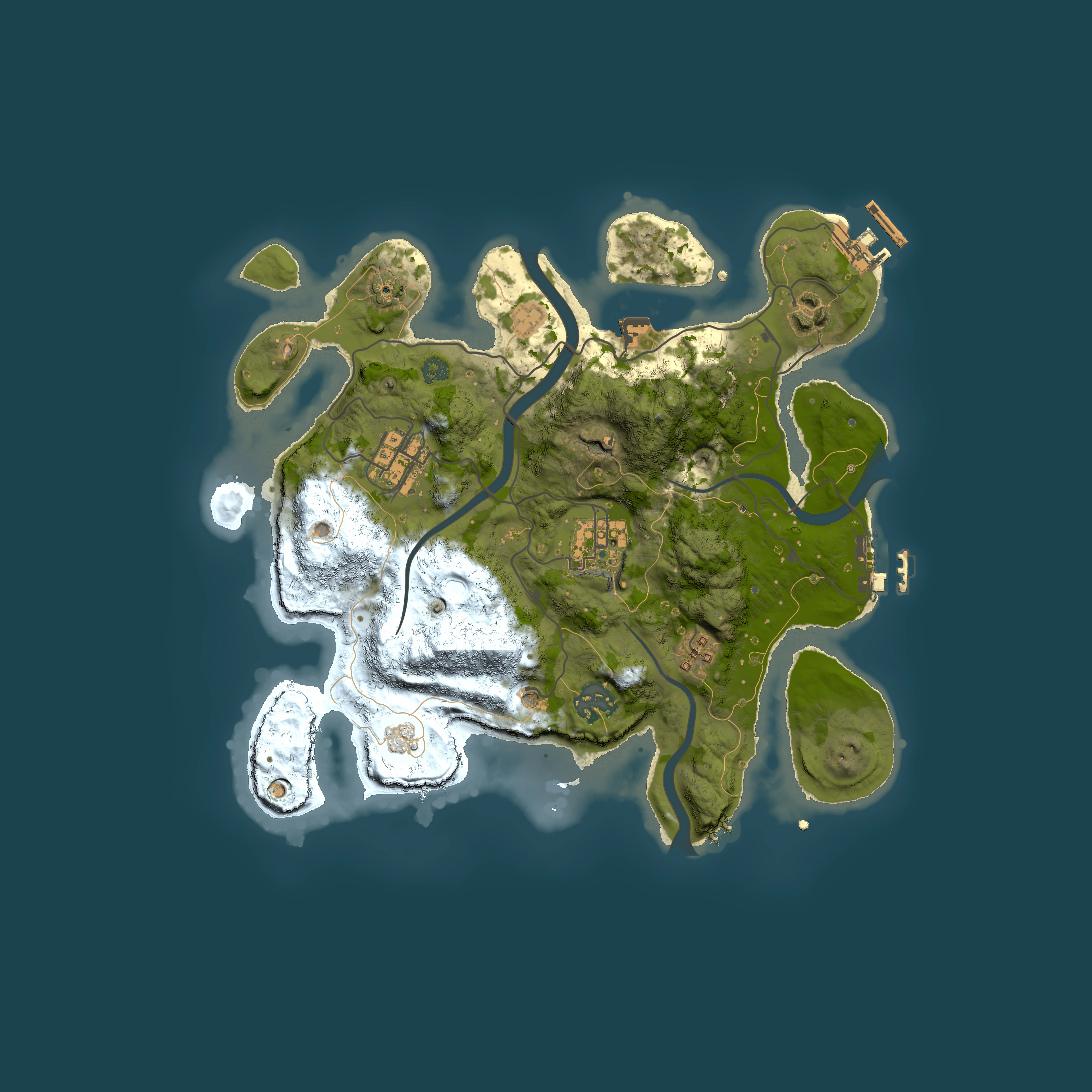 Full top-down render of Rust map seed 727993063, 3000x3000m