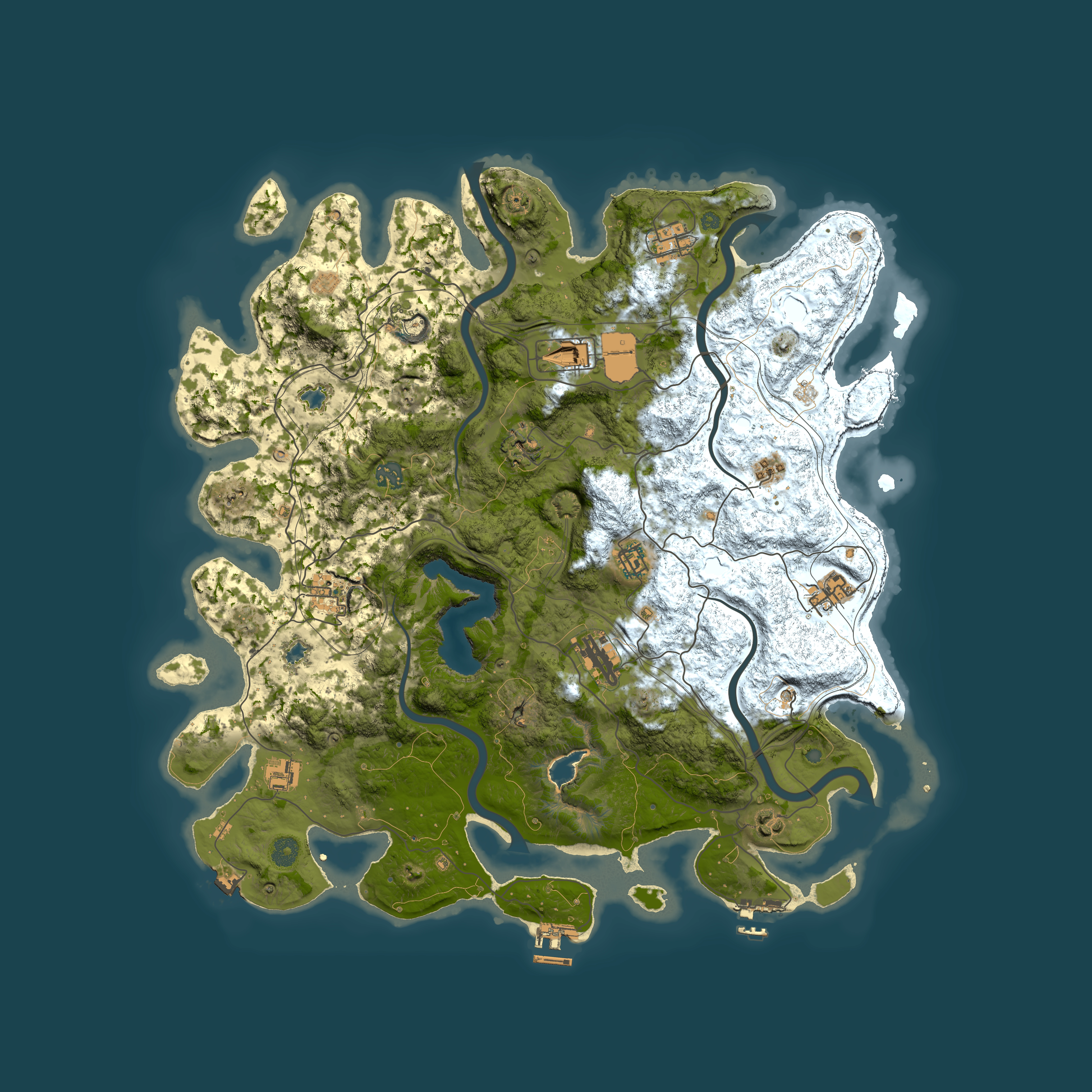 Full top-down render of Rust map seed 383494025, 4500x4500m