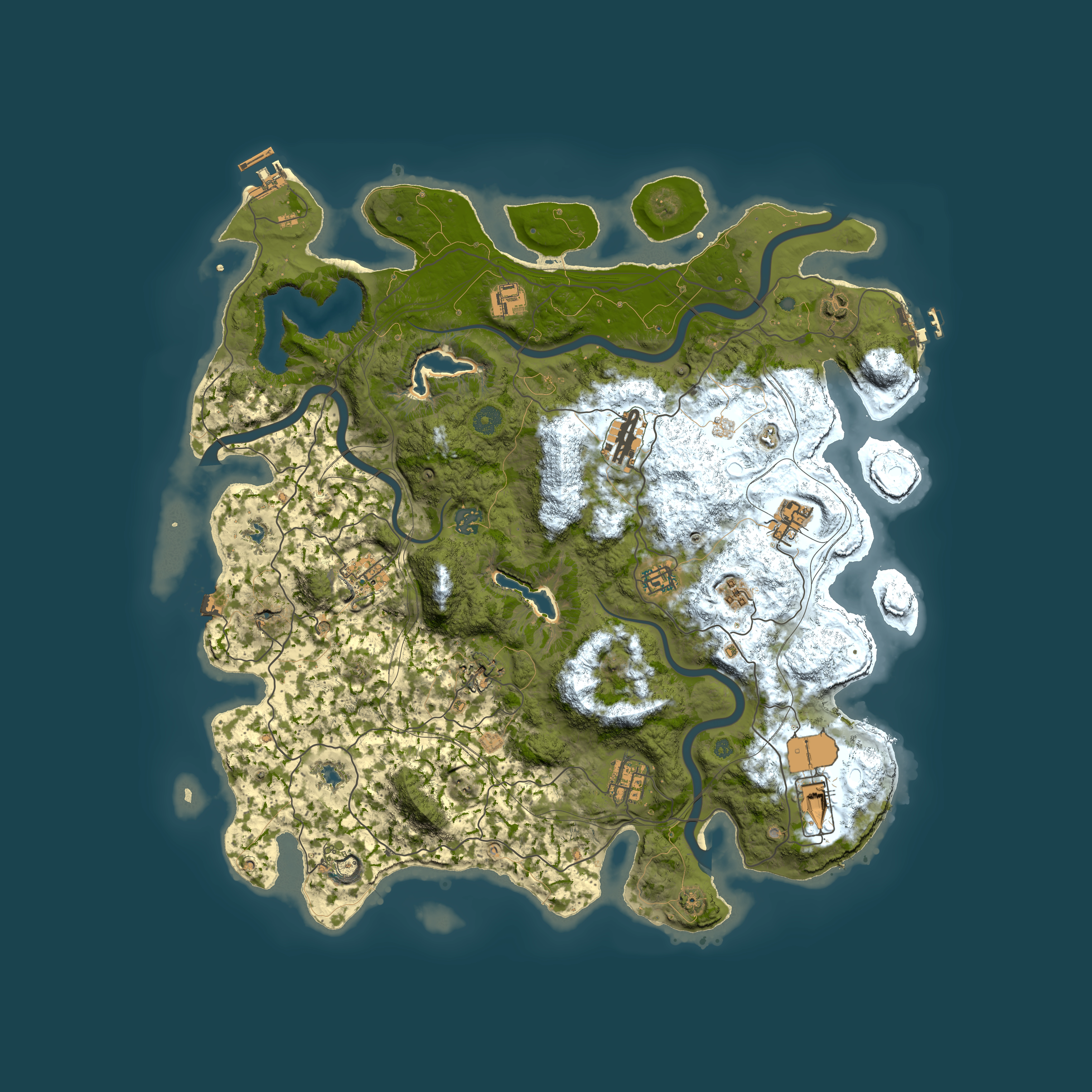 Full top-down render of Rust map seed 351951555, 4500x4500m