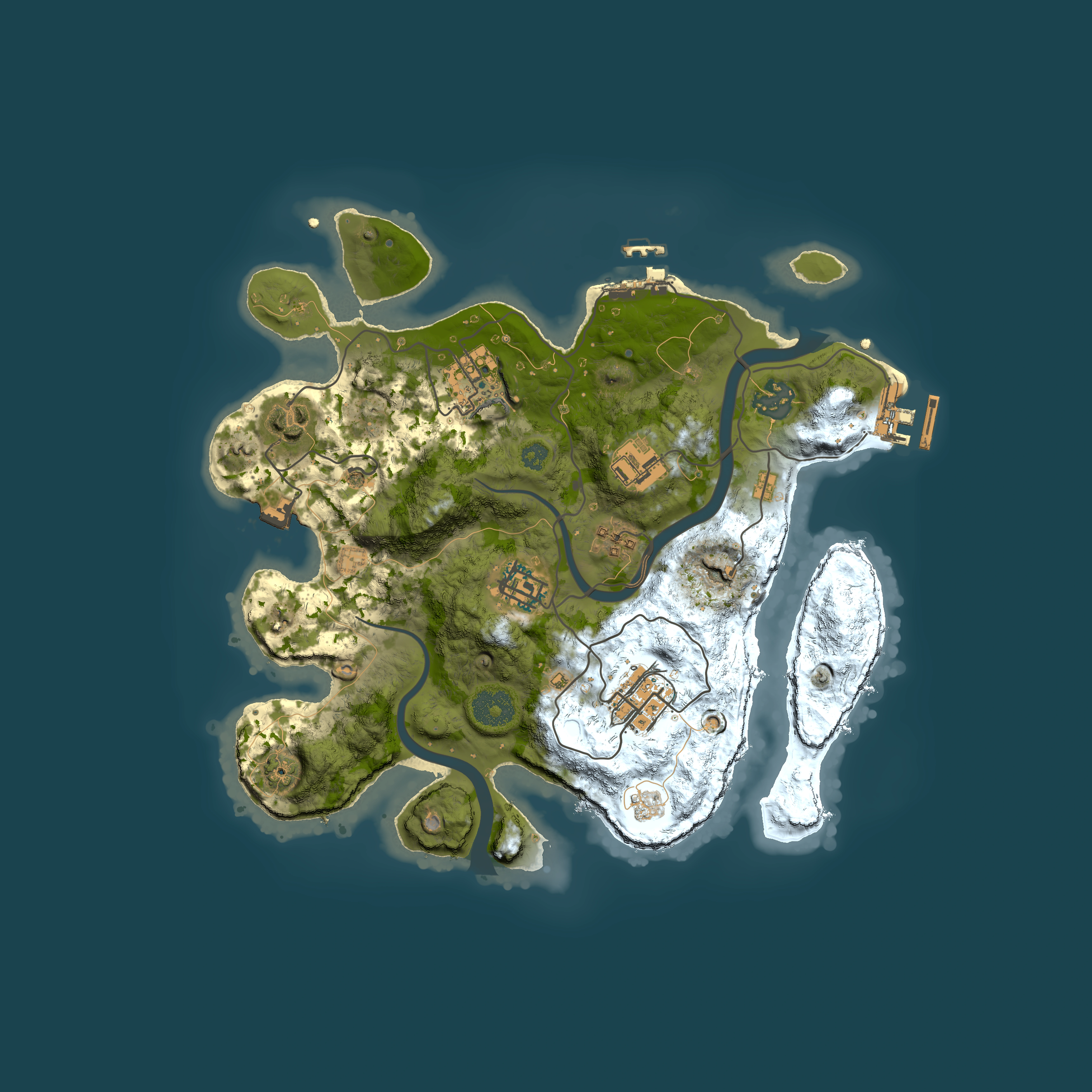 Full top-down render of Rust map seed 1272719897, 3000x3000m