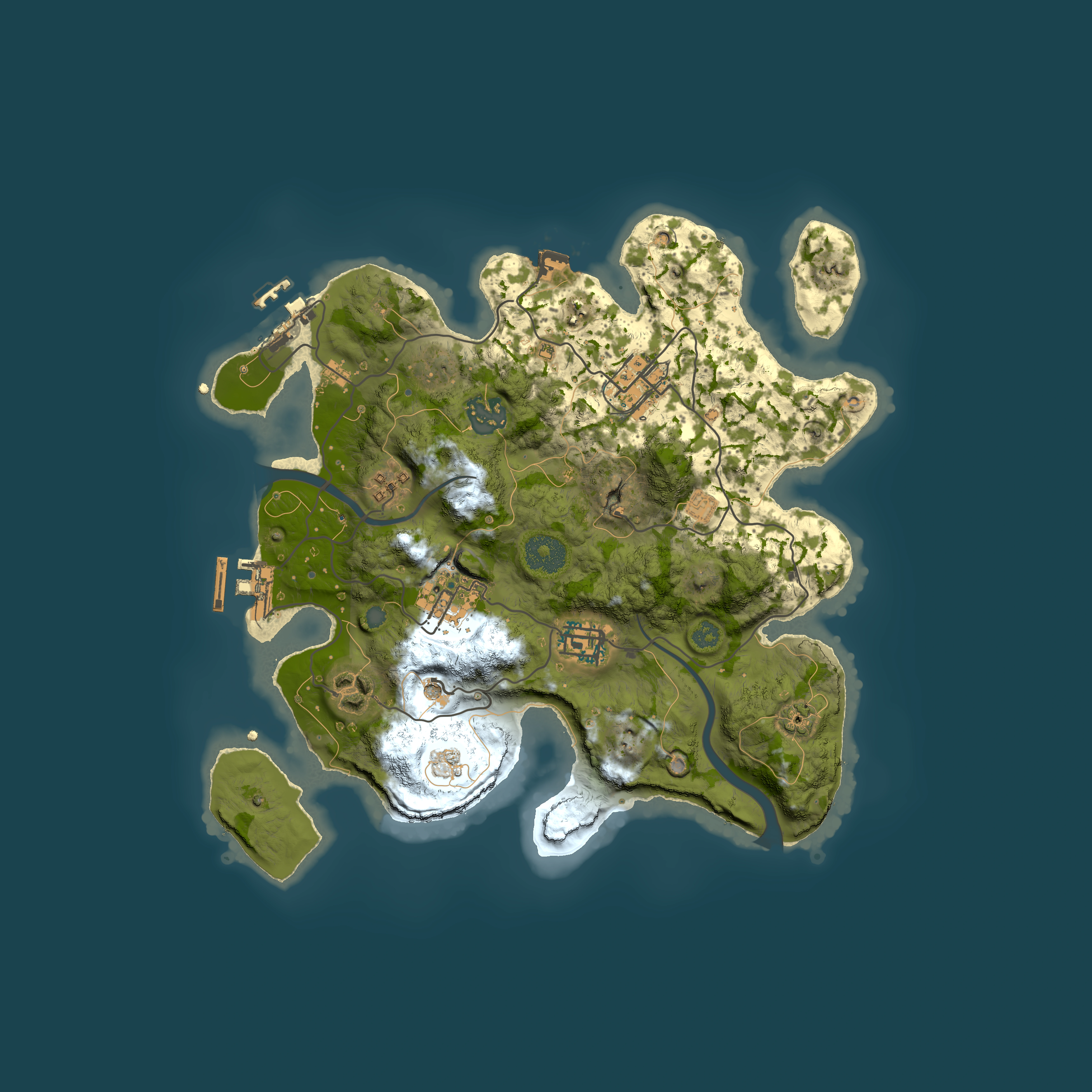 Full top-down render of Rust map seed 1708184175, 3000x3000m