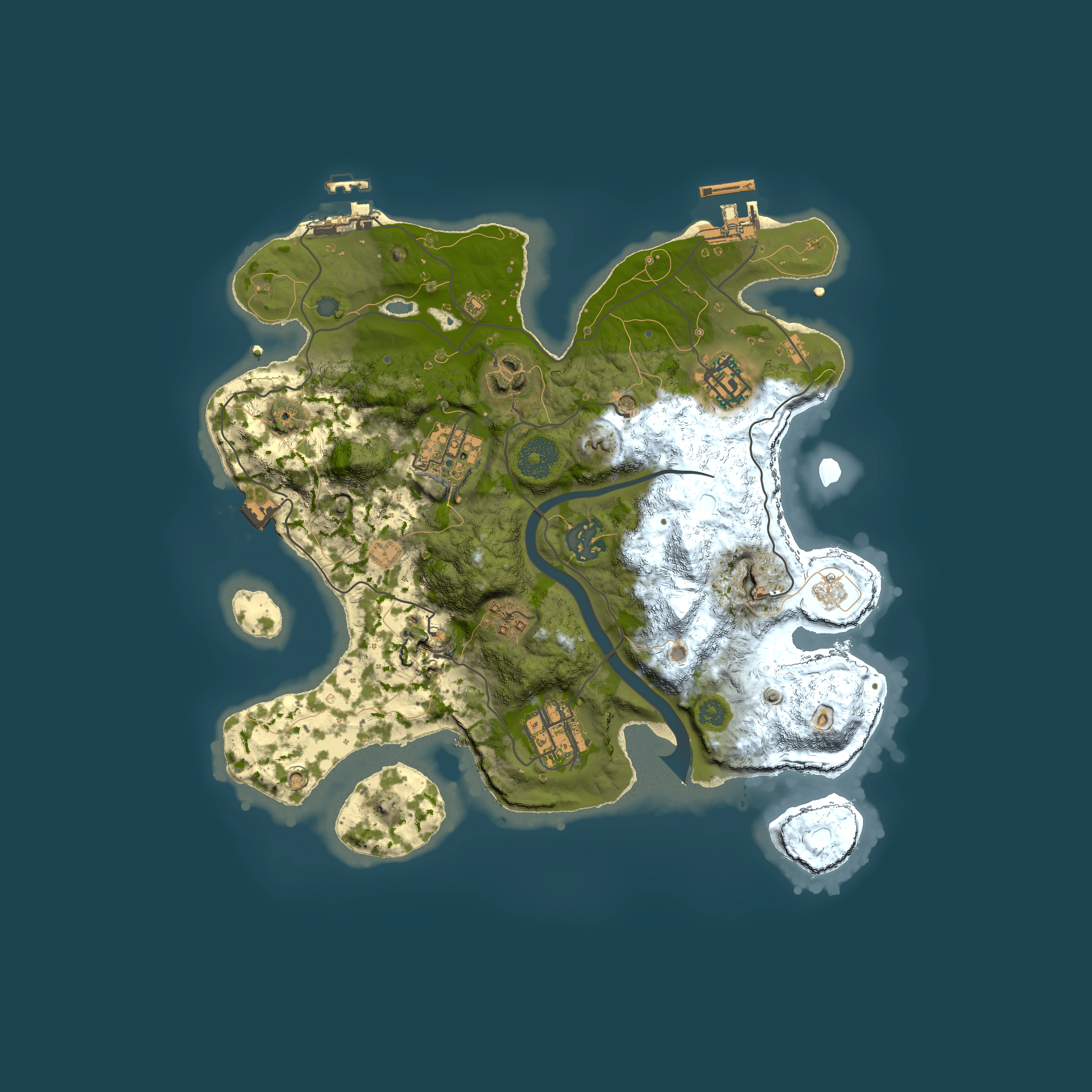 Full top-down render of Rust map seed 465006040, 3000x3000m