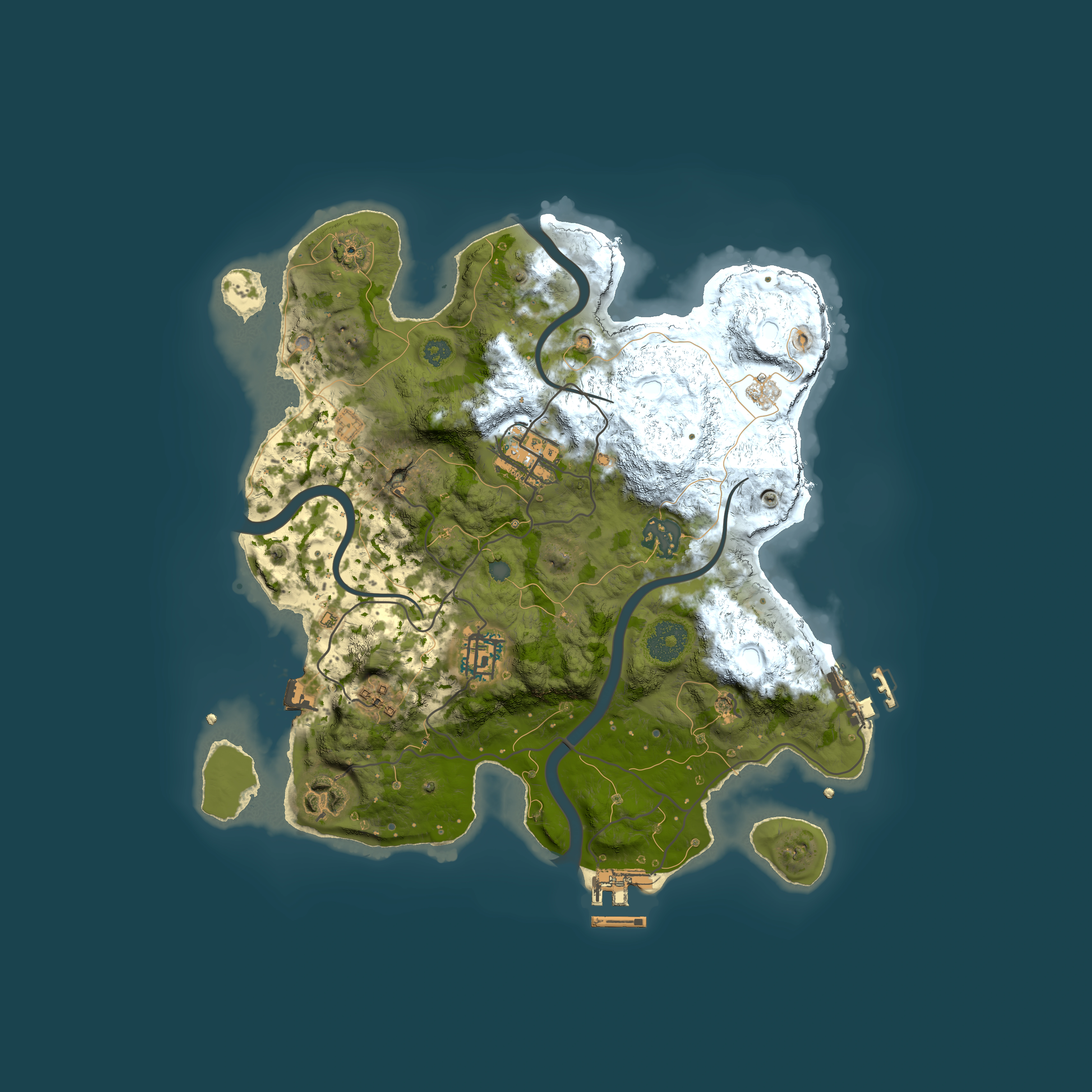 Full top-down render of Rust map seed 1393136268, 3000x3000m