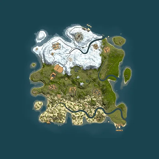 Rust map seed 1438583014, 3500x3500m top-down preview
