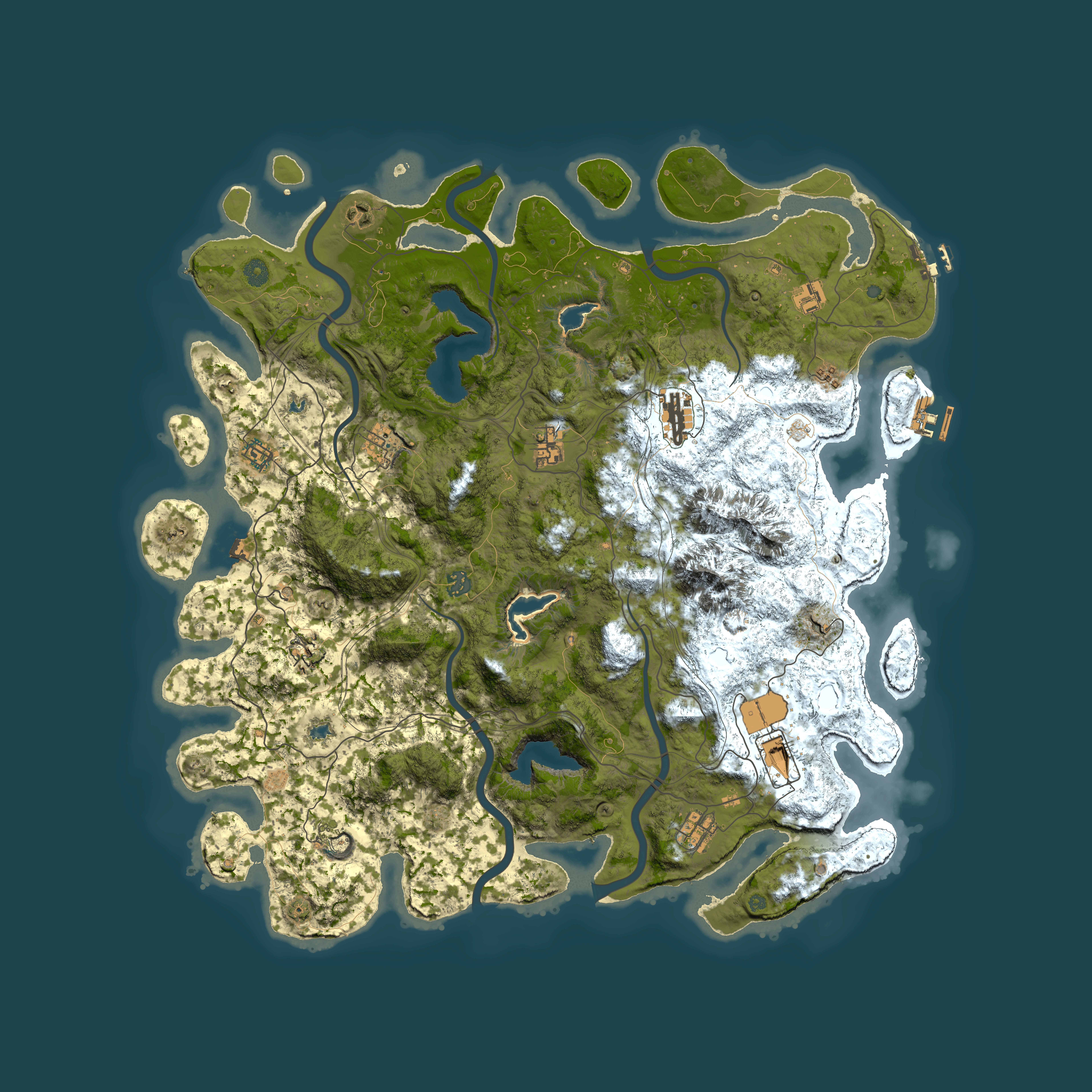 Full top-down render of Rust map seed 233947488, 5000x5000m