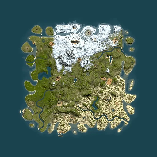 Rust map seed 697851077, 5000x5000m top-down preview