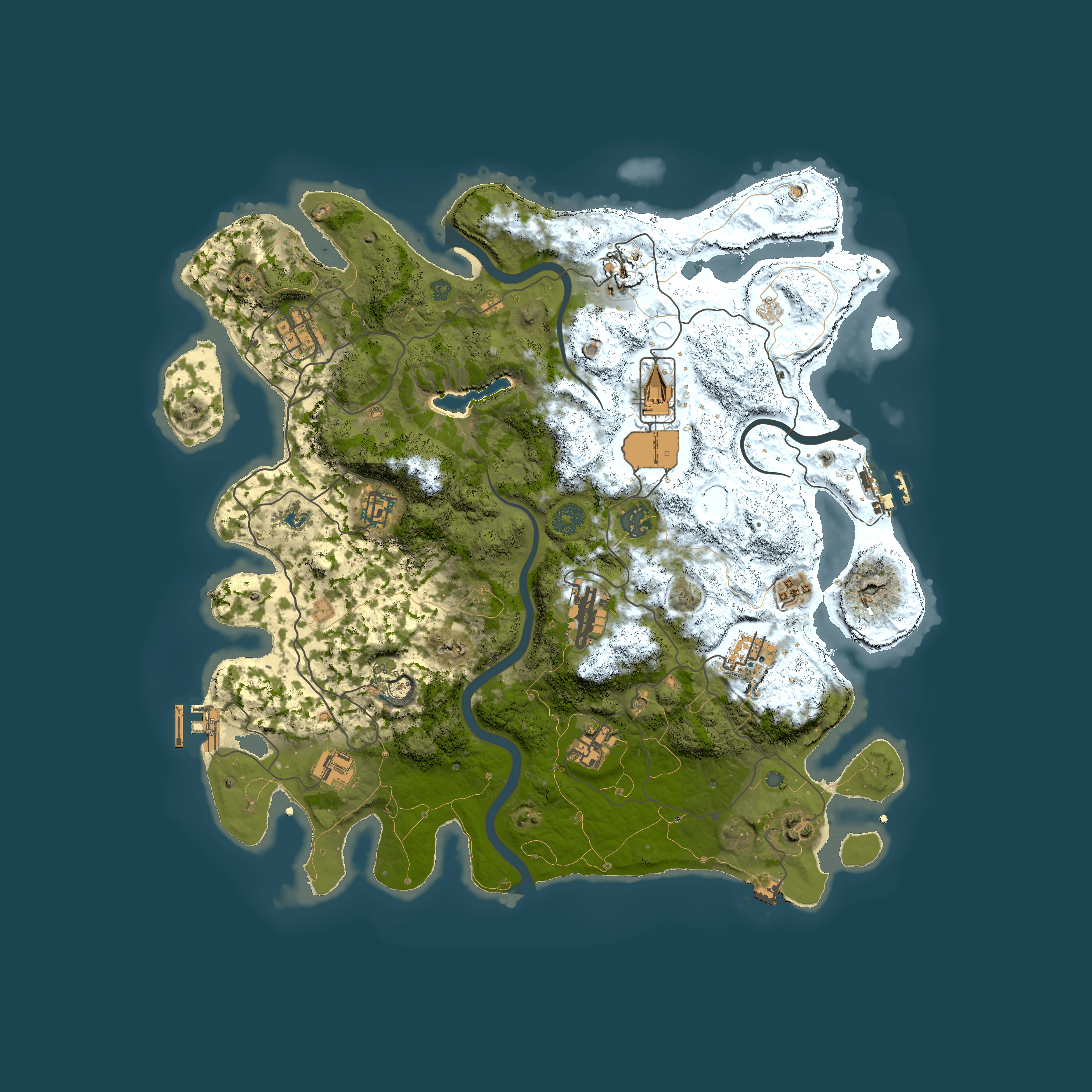 Full top-down render of Rust map seed 1494354550, 4000x4000m