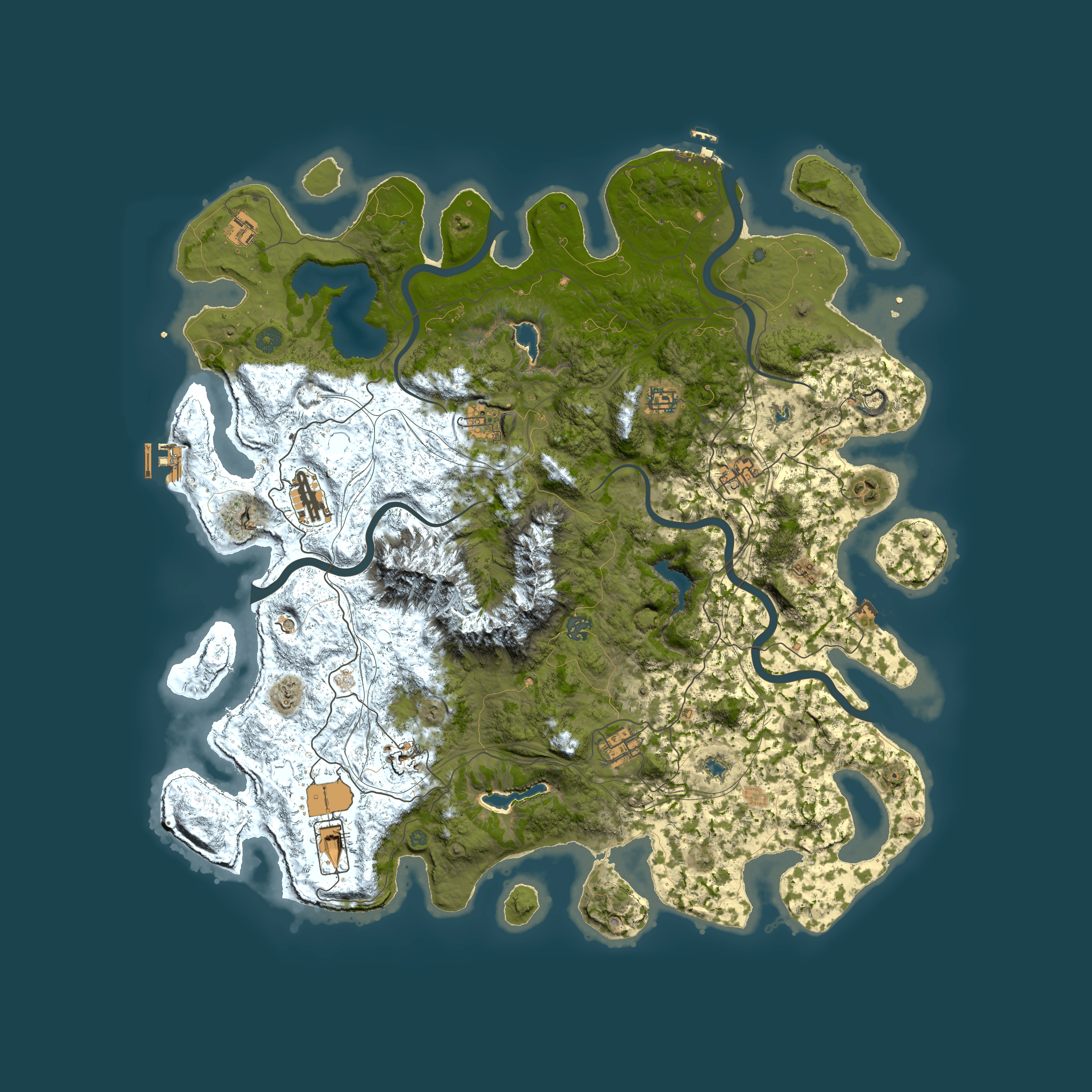 Full top-down render of Rust map seed 1947144397, 5000x5000m