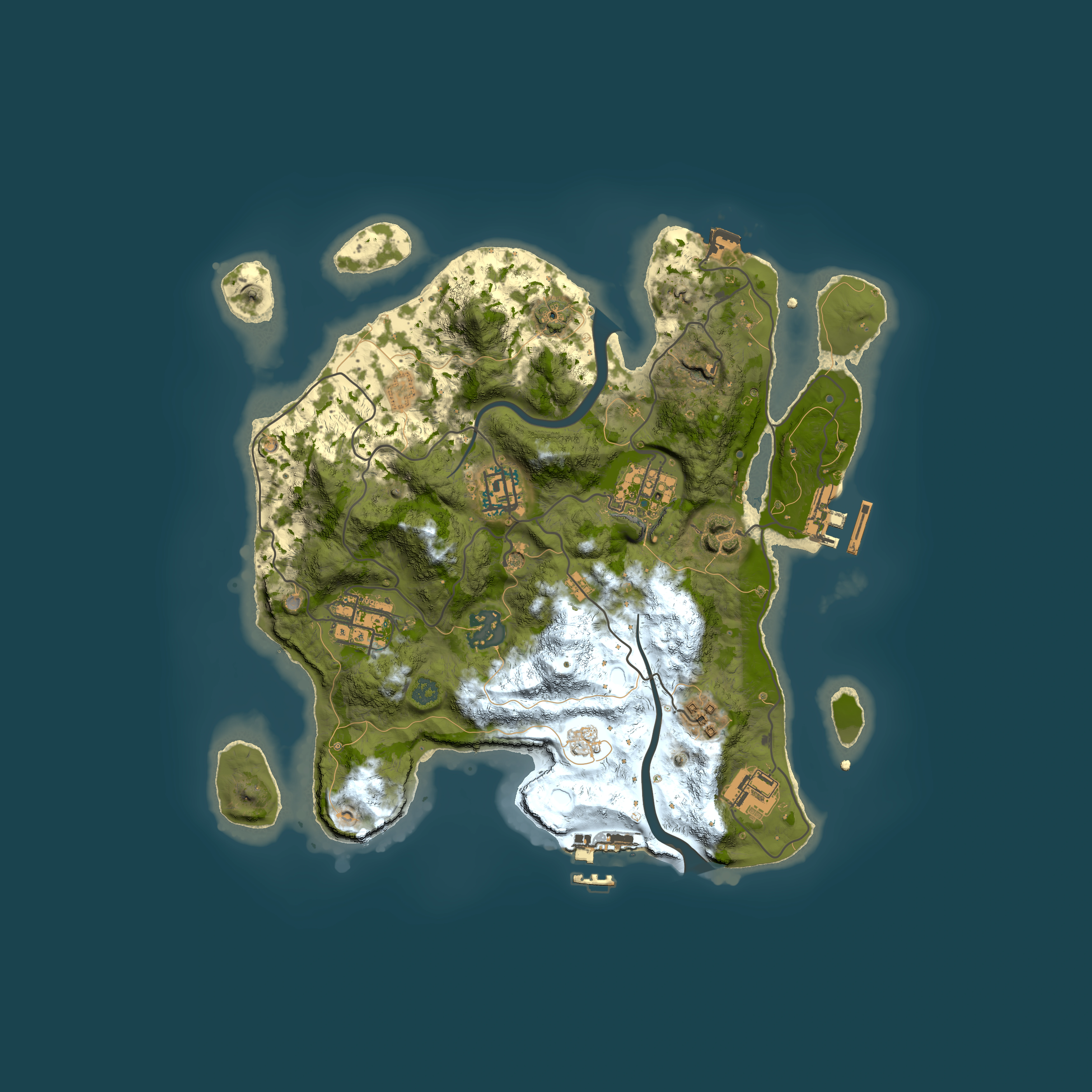Full top-down render of Rust map seed 2086655334, 3000x3000m