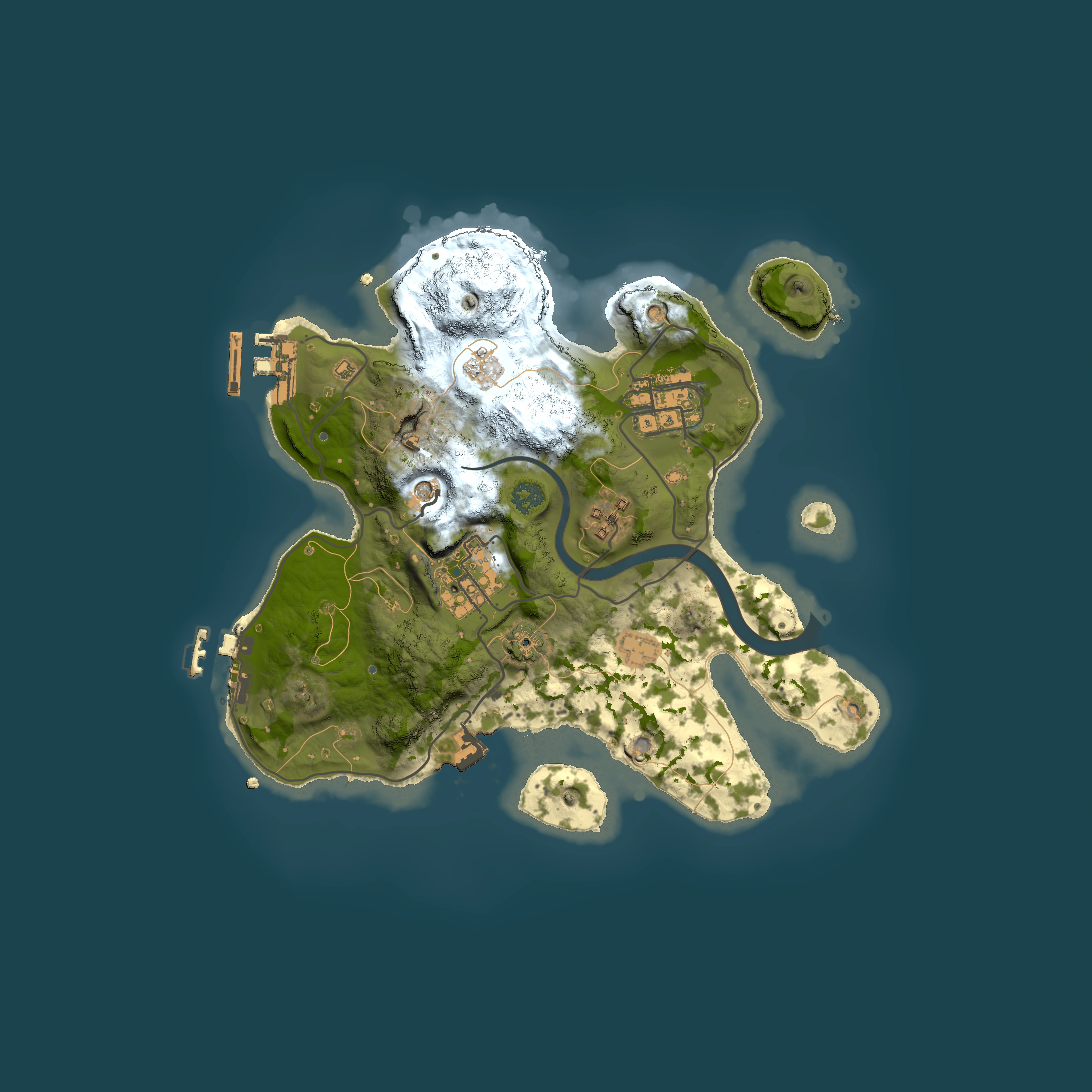 Full top-down render of Rust map seed 1085306064, 2500x2500m