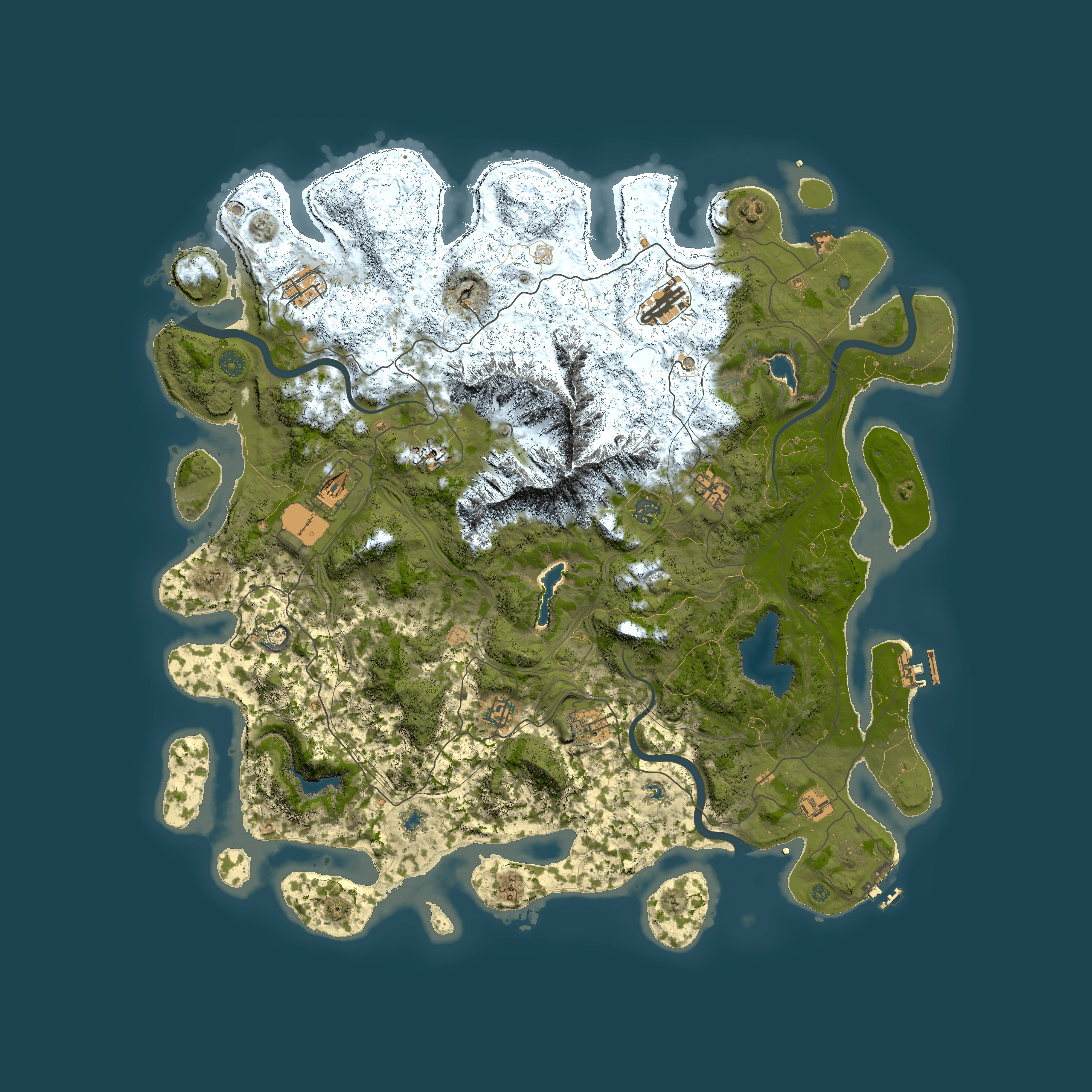 Full top-down render of Rust map seed 676883900, 5000x5000m