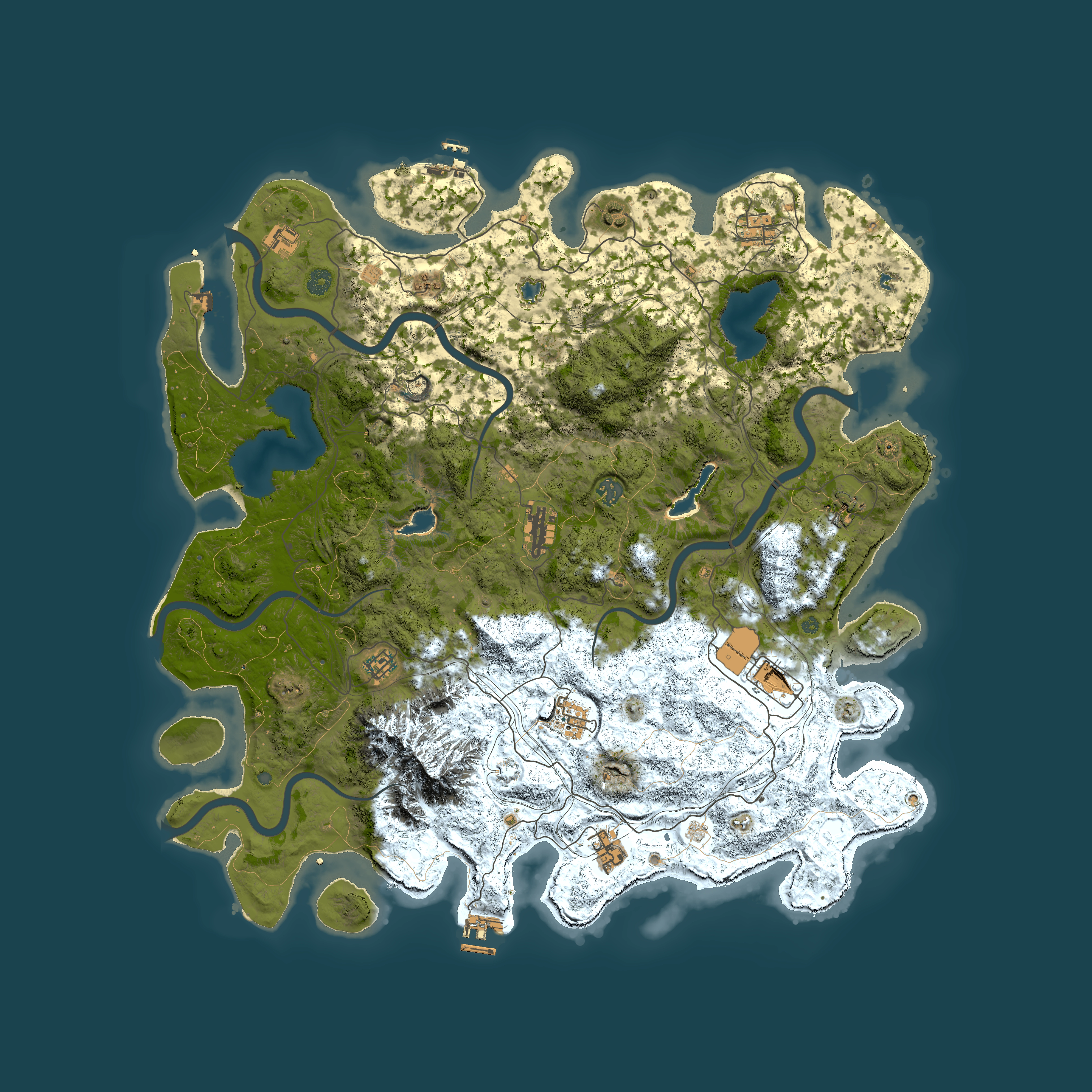 Full top-down render of Rust map seed 952326463, 5000x5000m