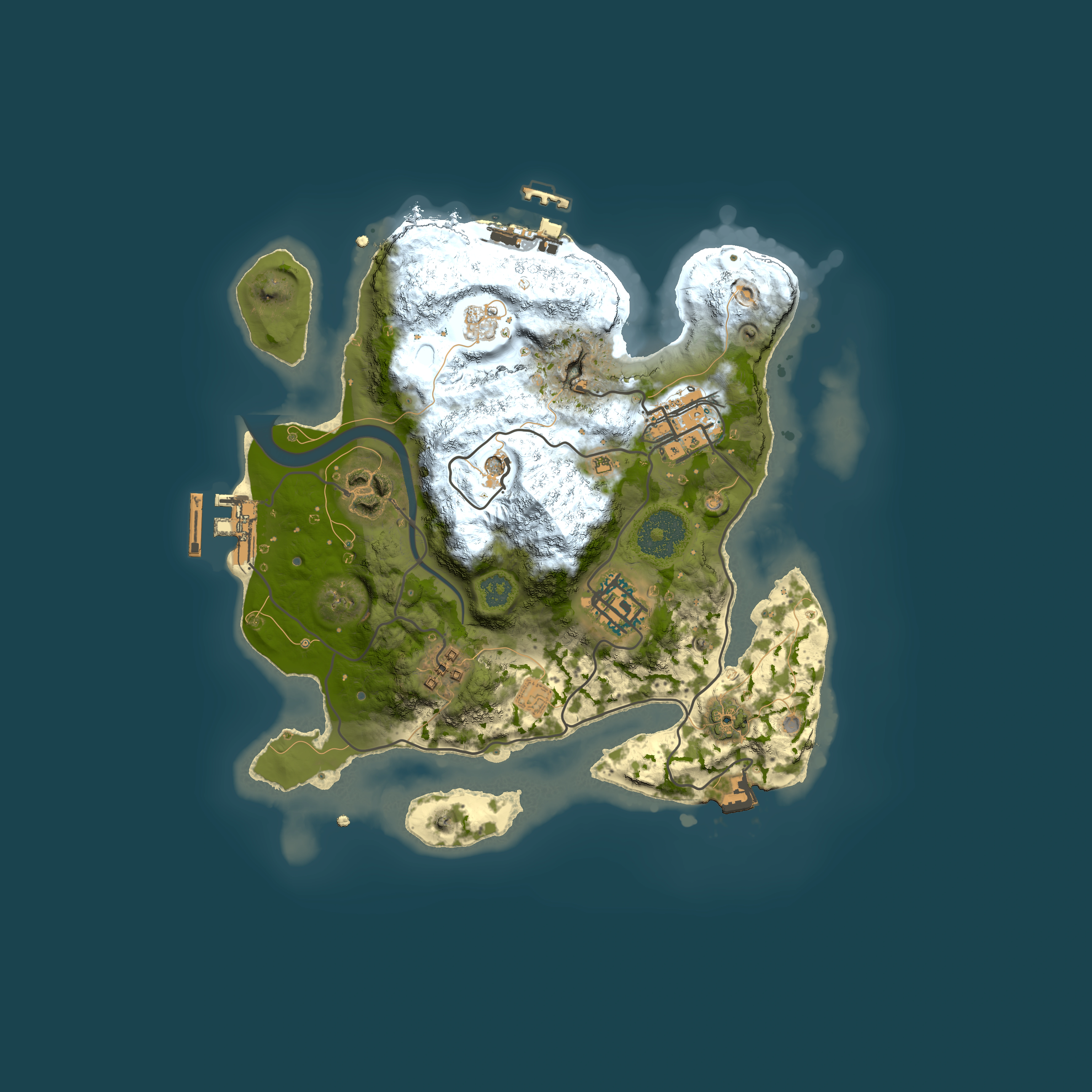 Full top-down render of Rust map seed 1099856283, 2500x2500m