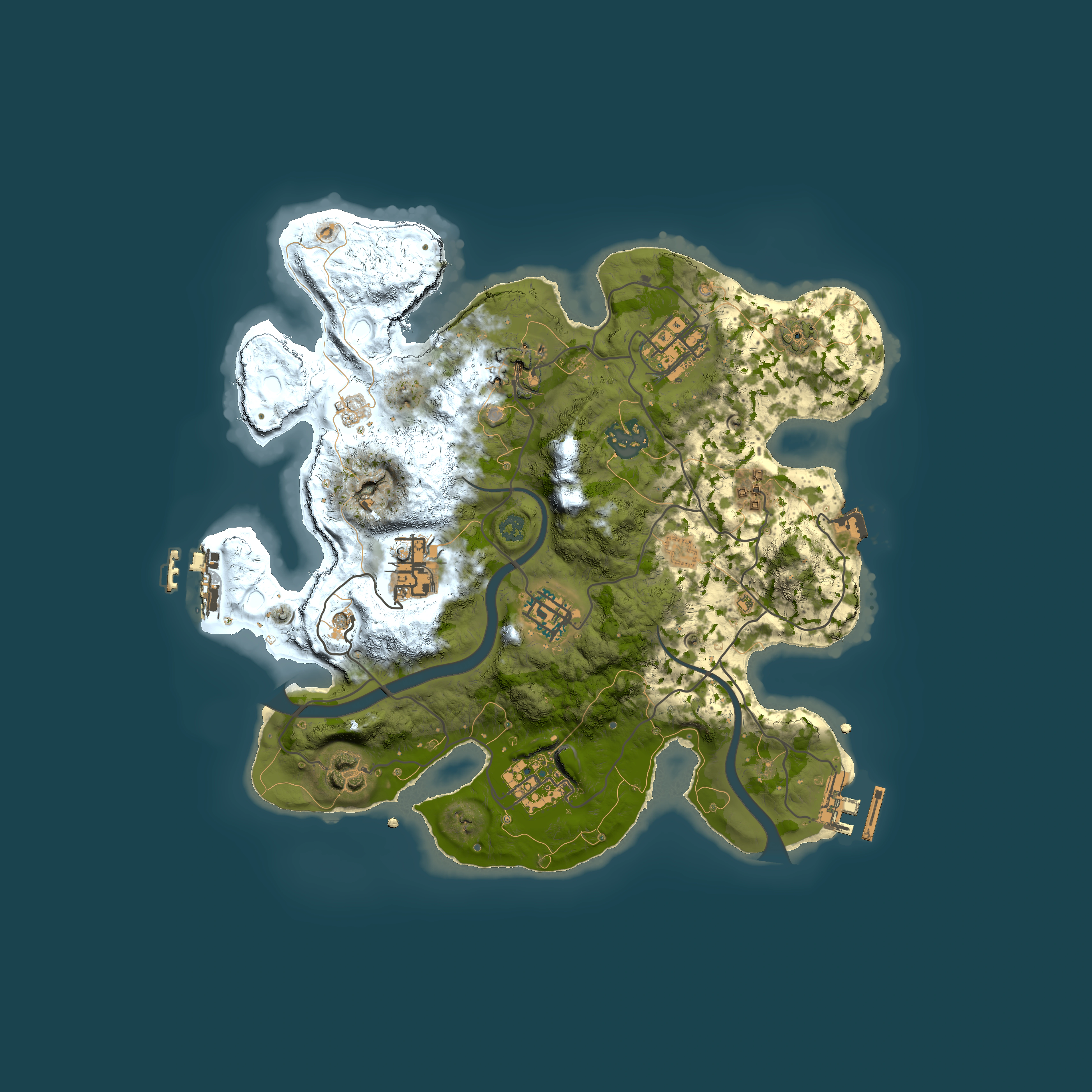 Full top-down render of Rust map seed 1077612478, 3000x3000m