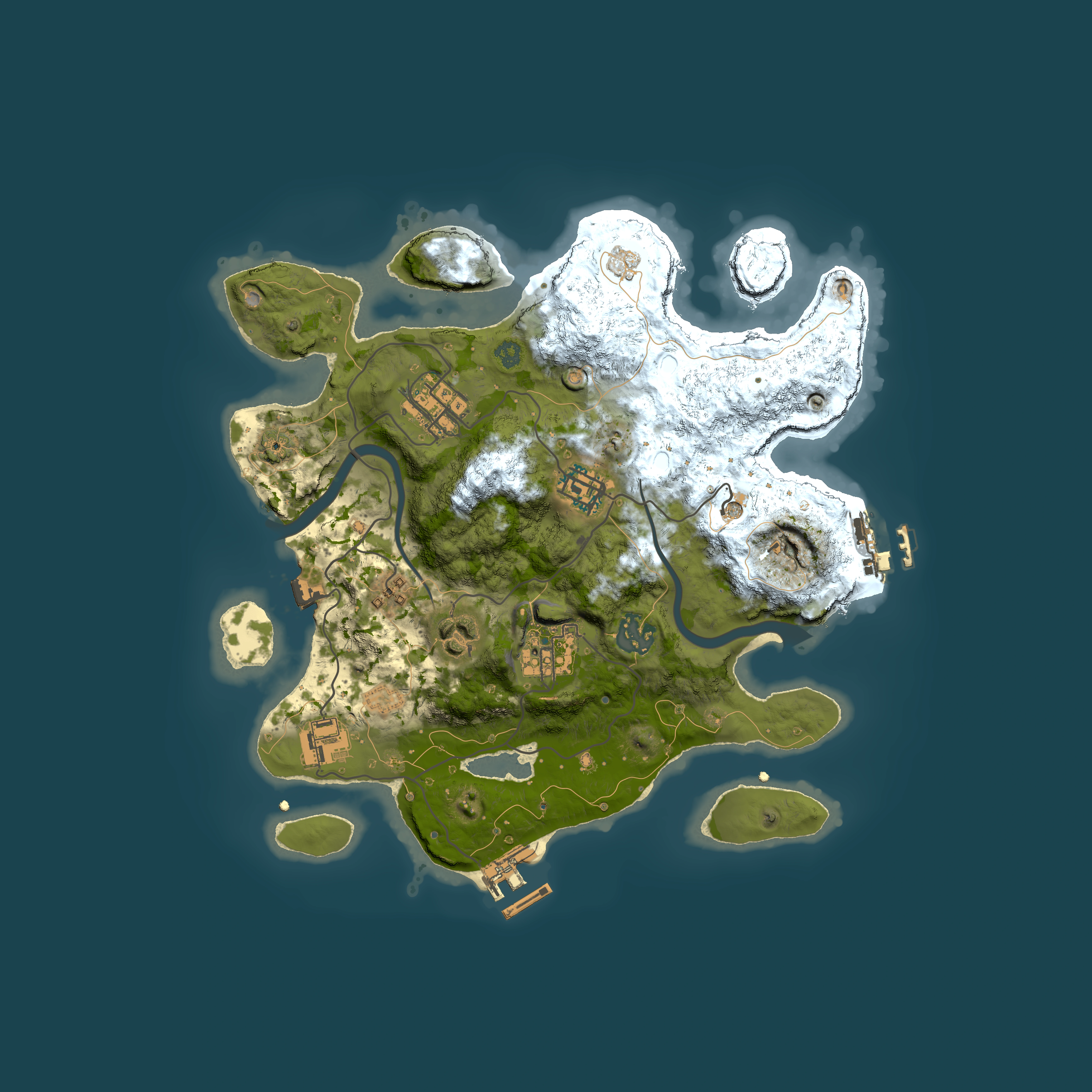 Full top-down render of Rust map seed 1705885736, 3000x3000m