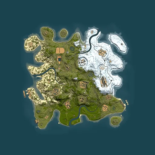 Rust map seed 692302864, 3500x3500m top-down preview