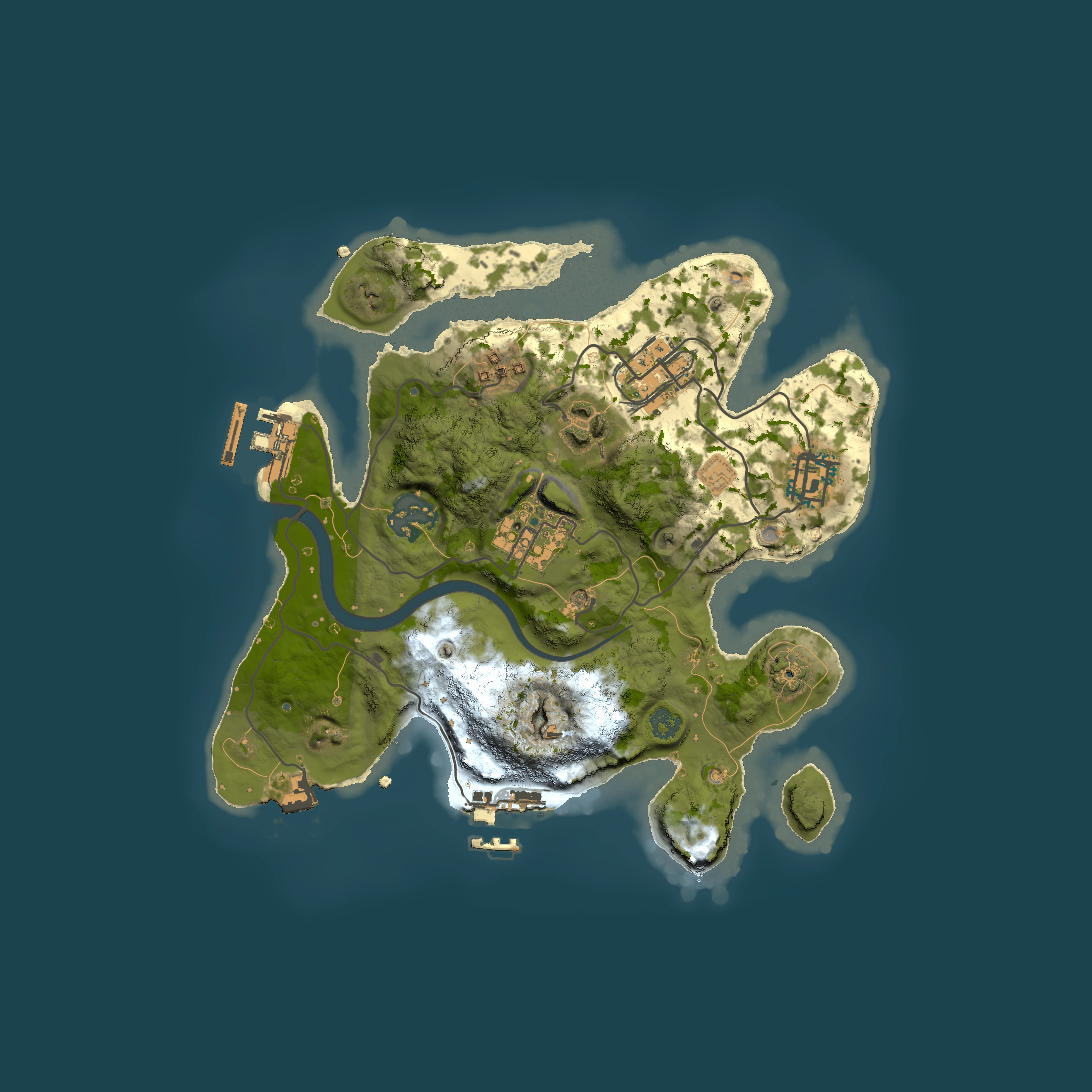 Full top-down render of Rust map seed 1725502672, 2500x2500m