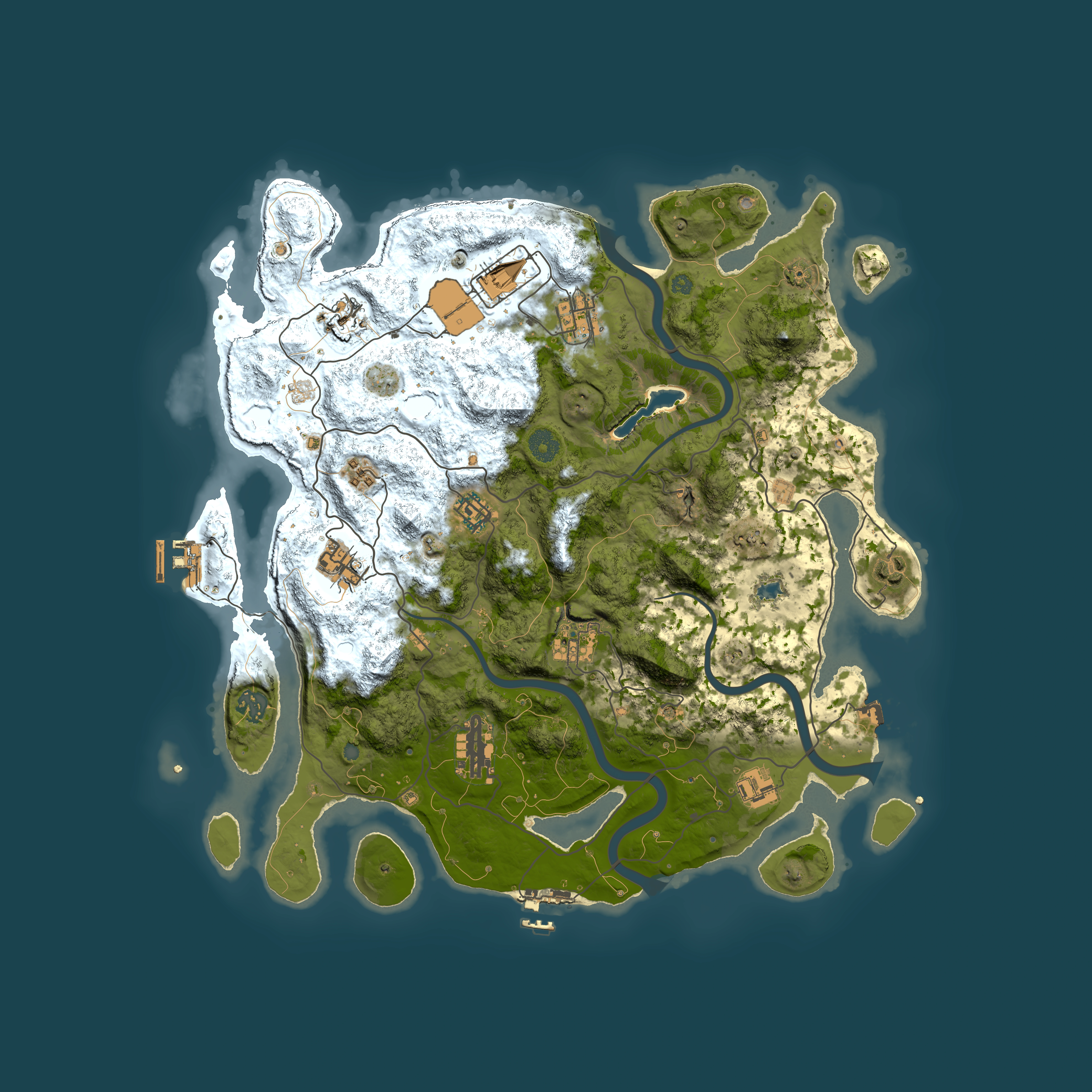 Full top-down render of Rust map seed 945839581, 4000x4000m