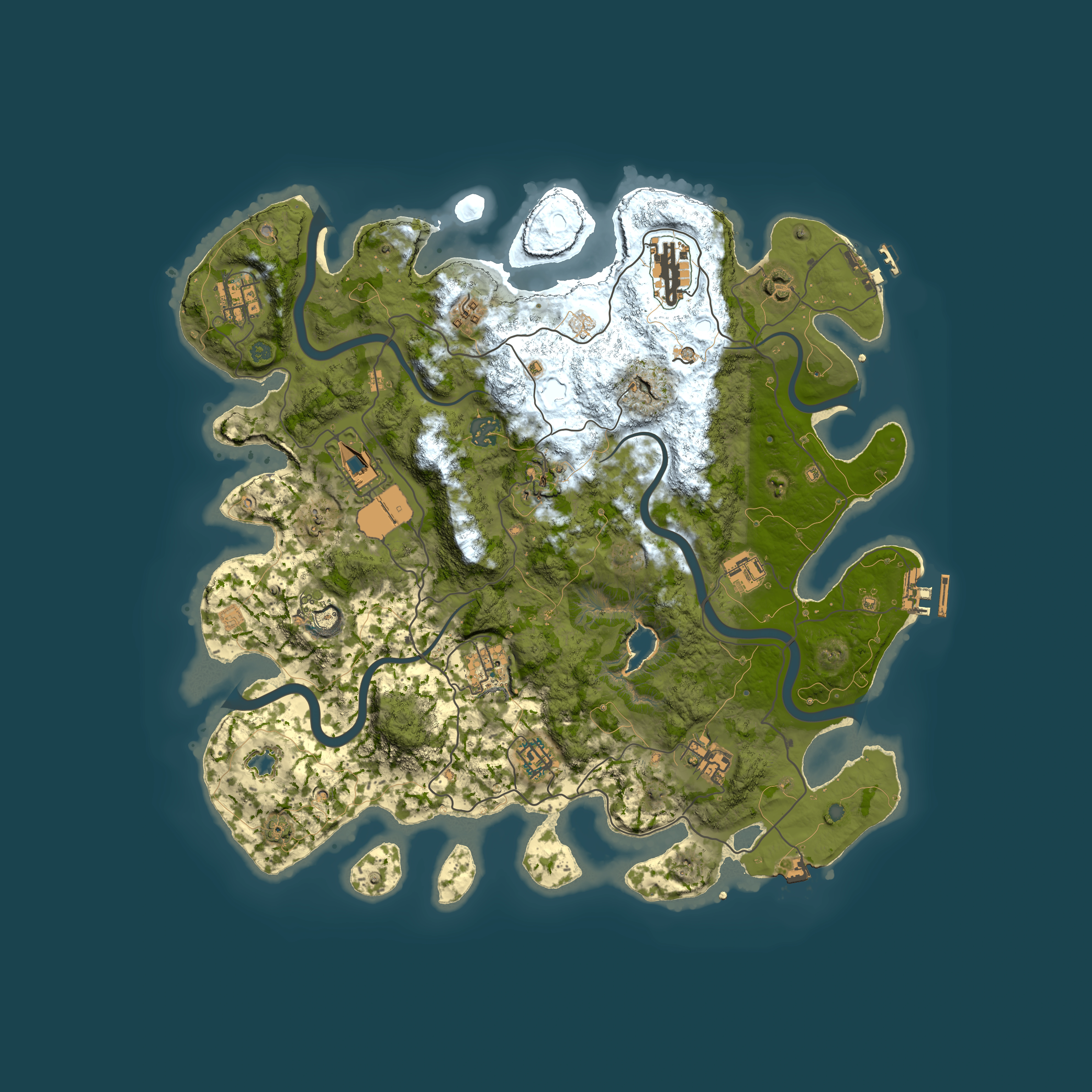 Full top-down render of Rust map seed 1934354818, 4000x4000m