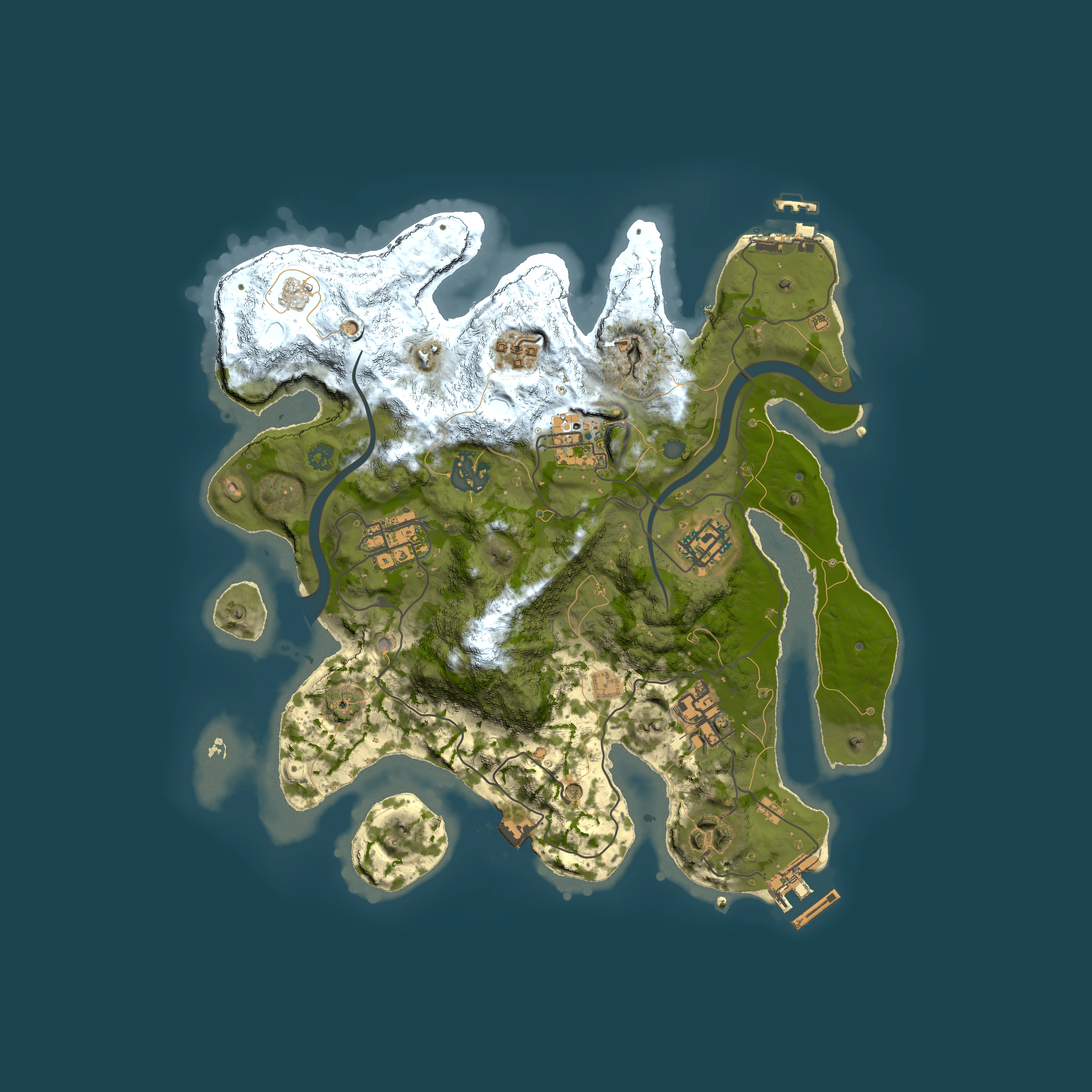 Full top-down render of Rust map seed 1349746395, 3000x3000m