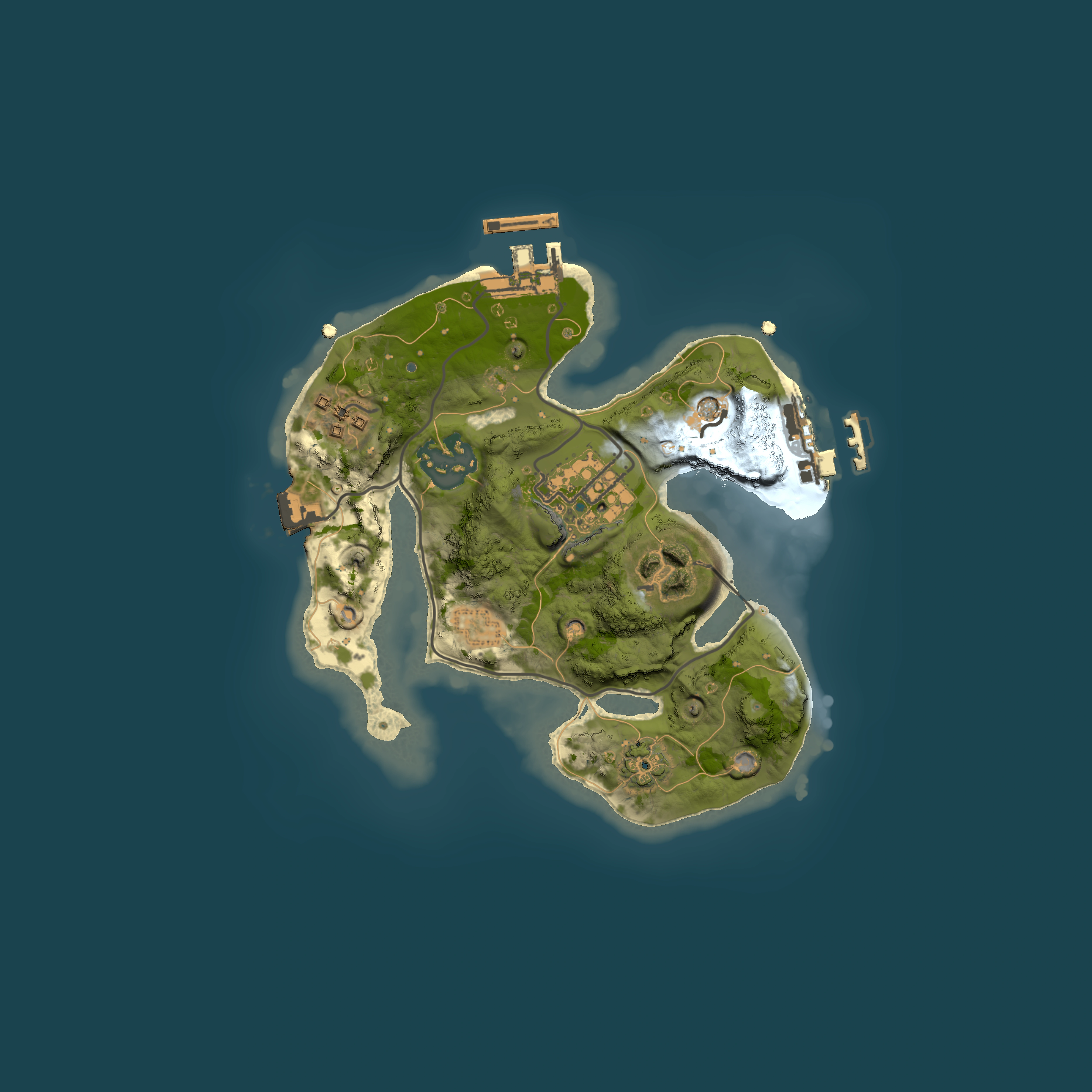 Full top-down render of Rust map seed 1910373823, 2000x2000m
