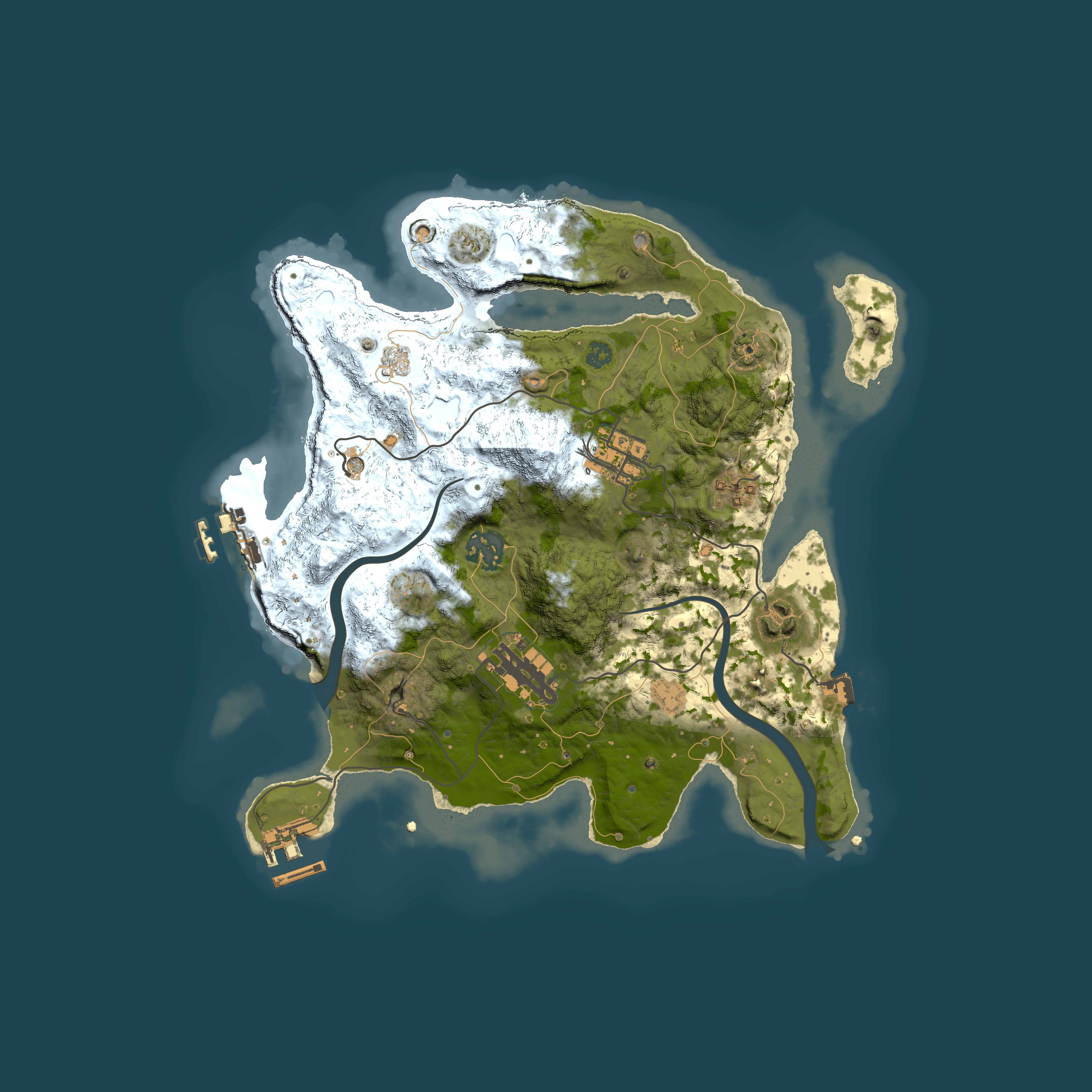 Full top-down render of Rust map seed 1151063787, 3000x3000m
