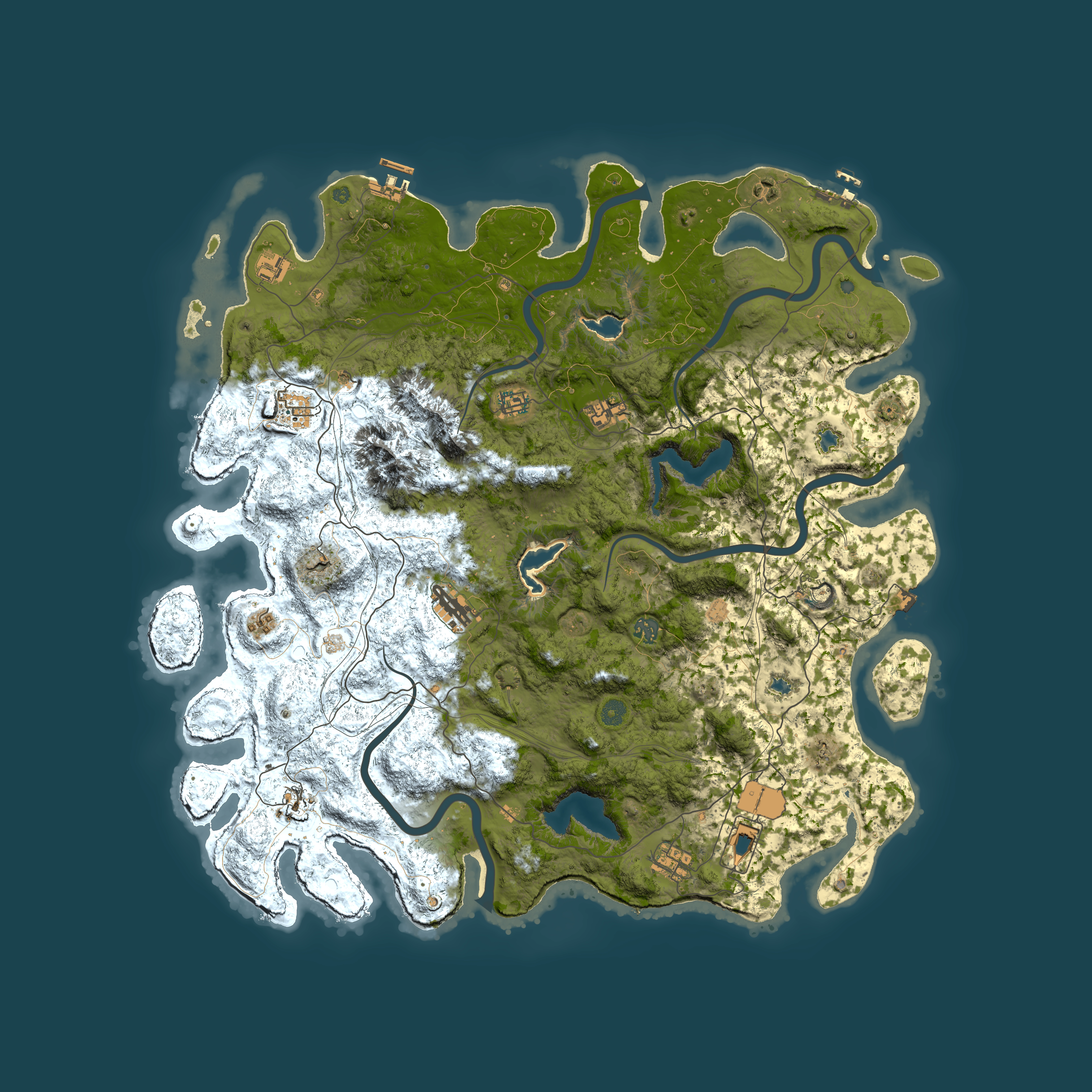 Full top-down render of Rust map seed 1166114028, 5000x5000m