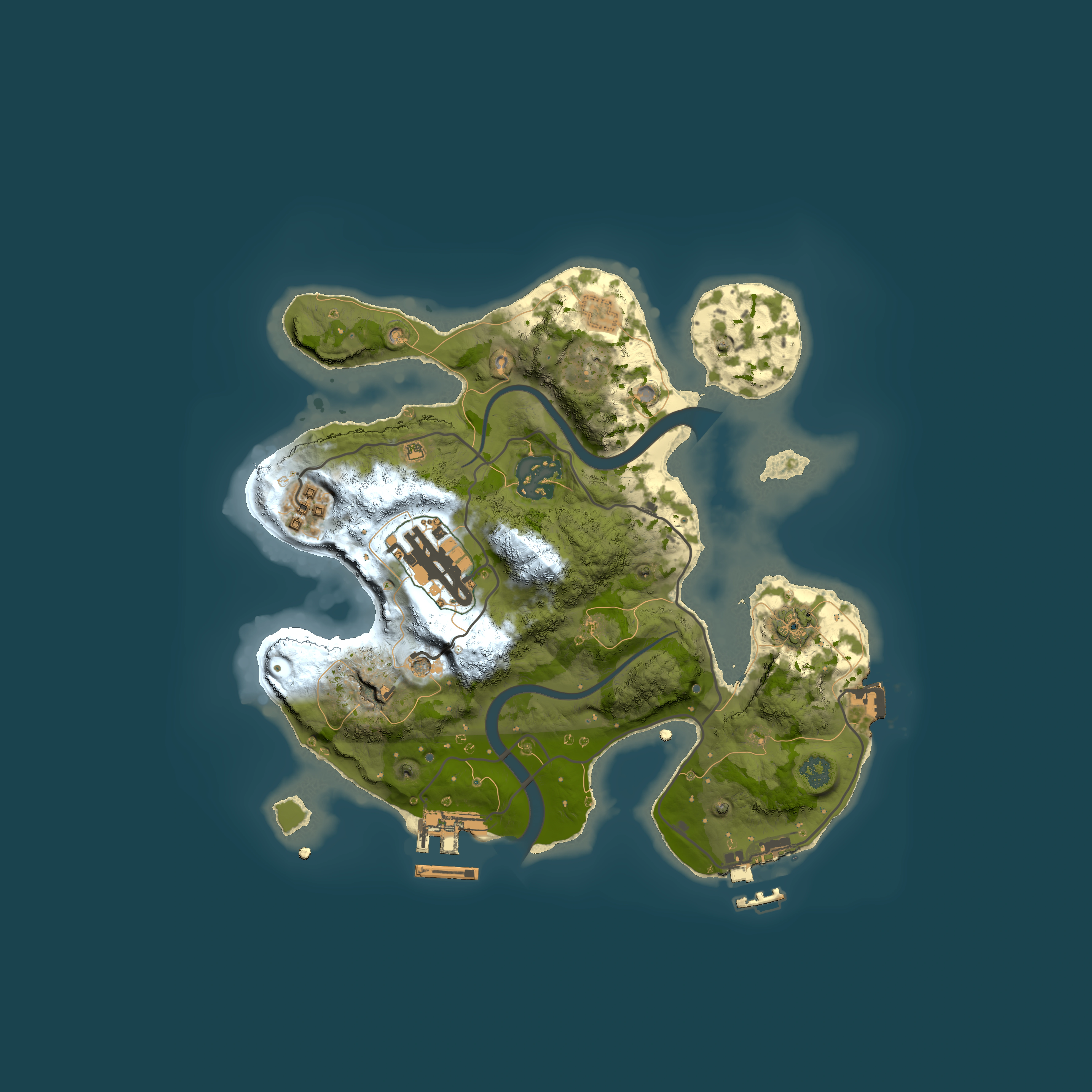 Full top-down render of Rust map seed 1225163870, 2500x2500m