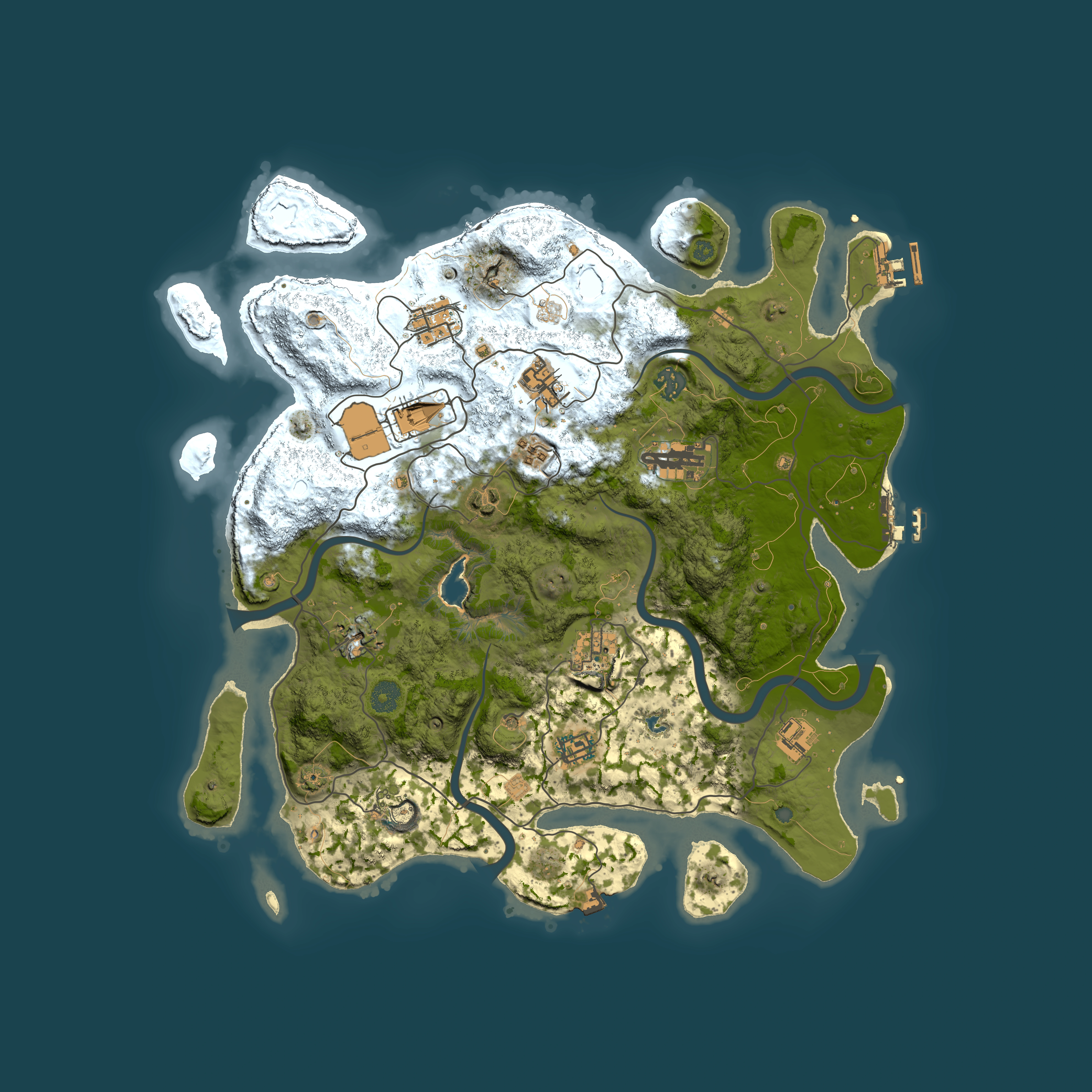 Full top-down render of Rust map seed 1719822312, 4000x4000m
