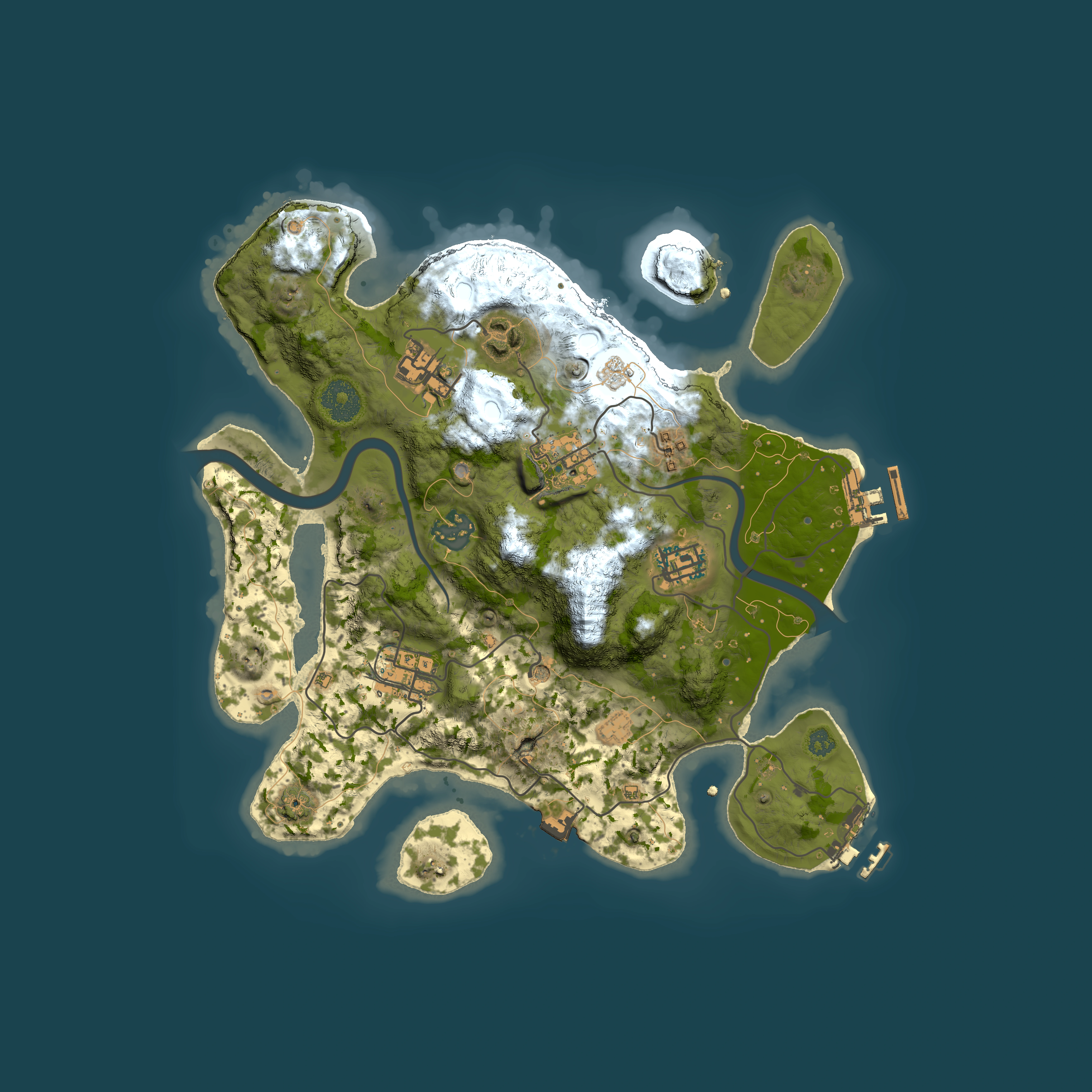 Full top-down render of Rust map seed 1351072985, 3000x3000m