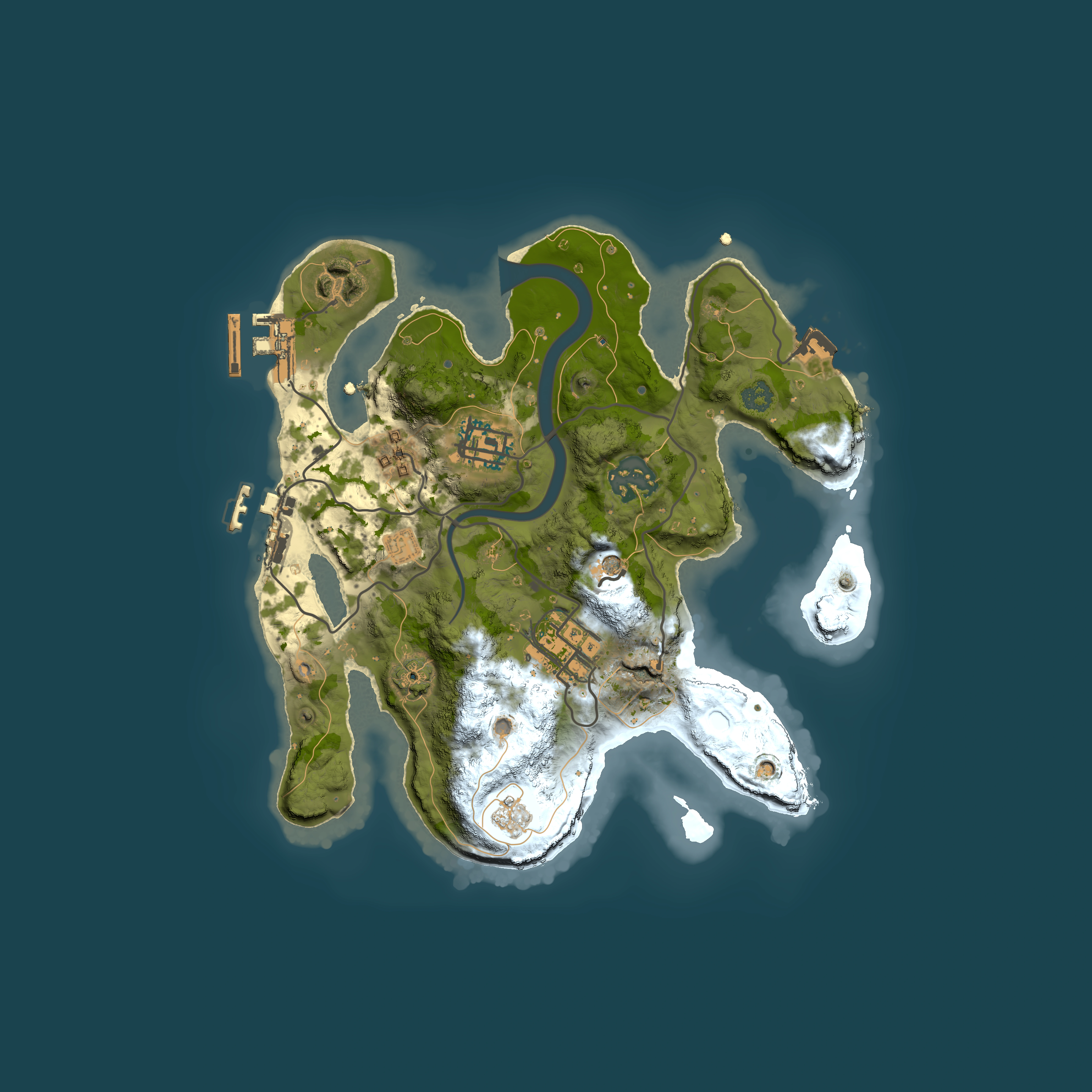 Full top-down render of Rust map seed 1287735136, 2500x2500m
