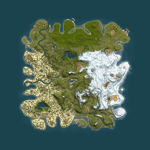 Rust map seed 1250013536, 5000x5000m top-down preview