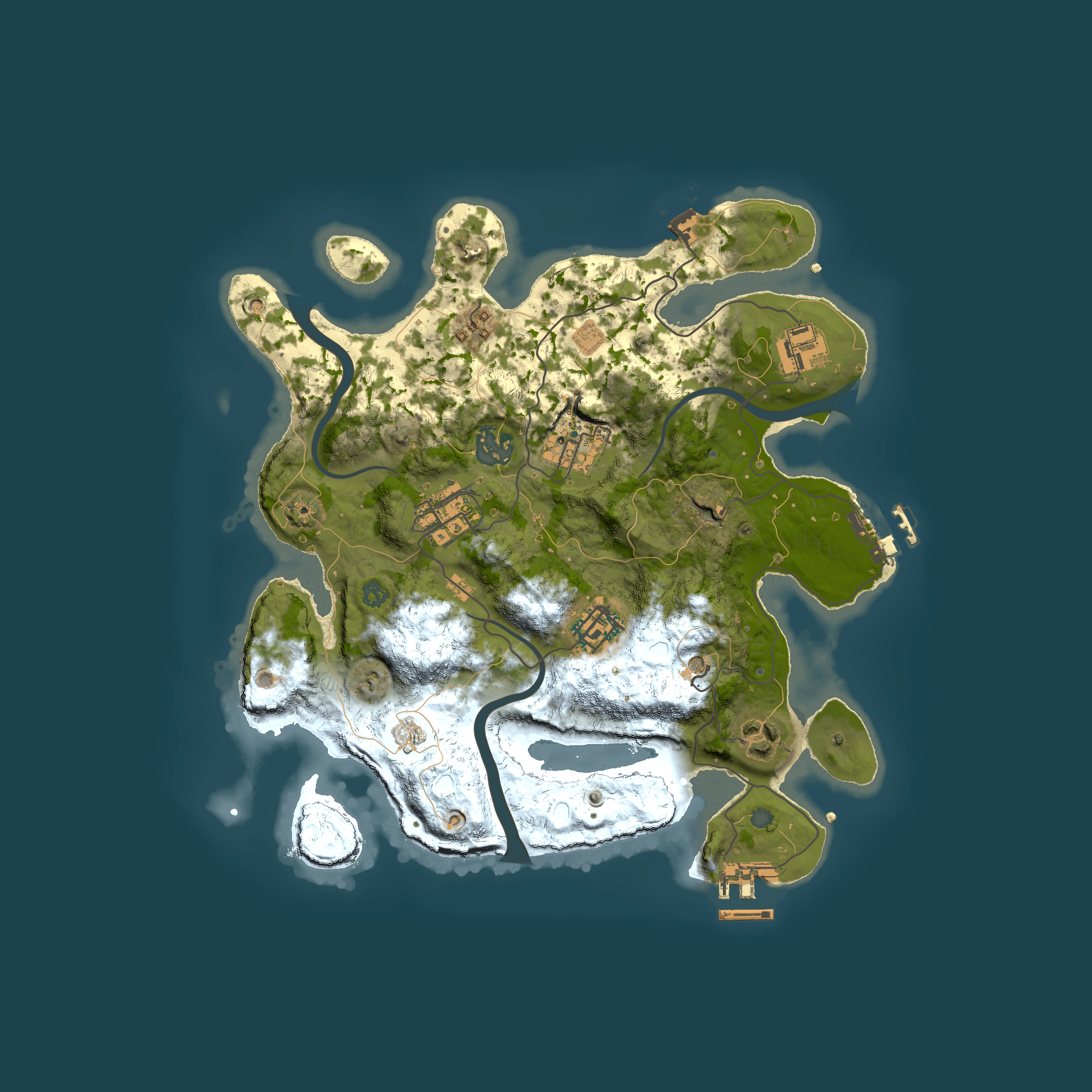 Full top-down render of Rust map seed 2109585594, 3000x3000m