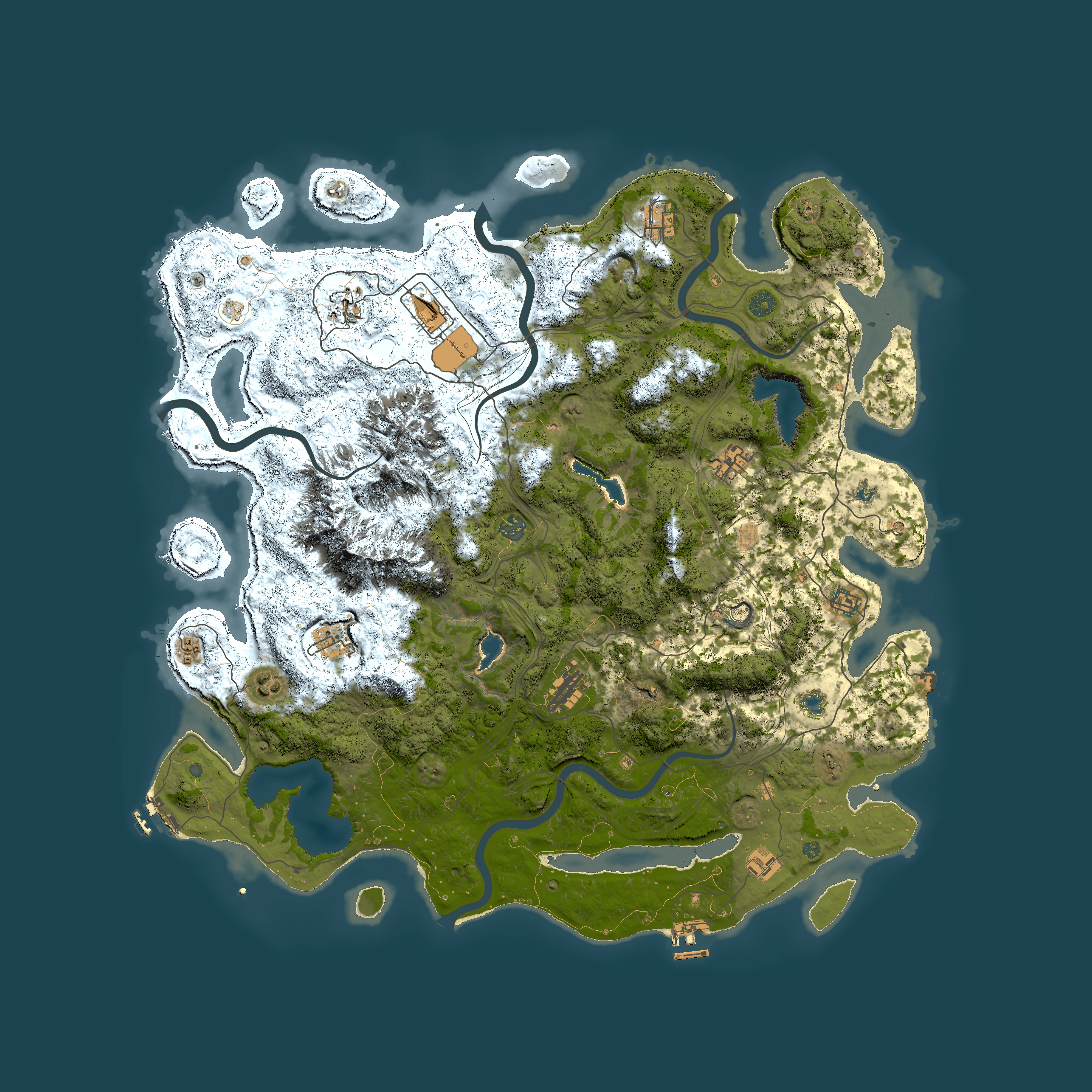 Full top-down render of Rust map seed 1319808491, 5000x5000m