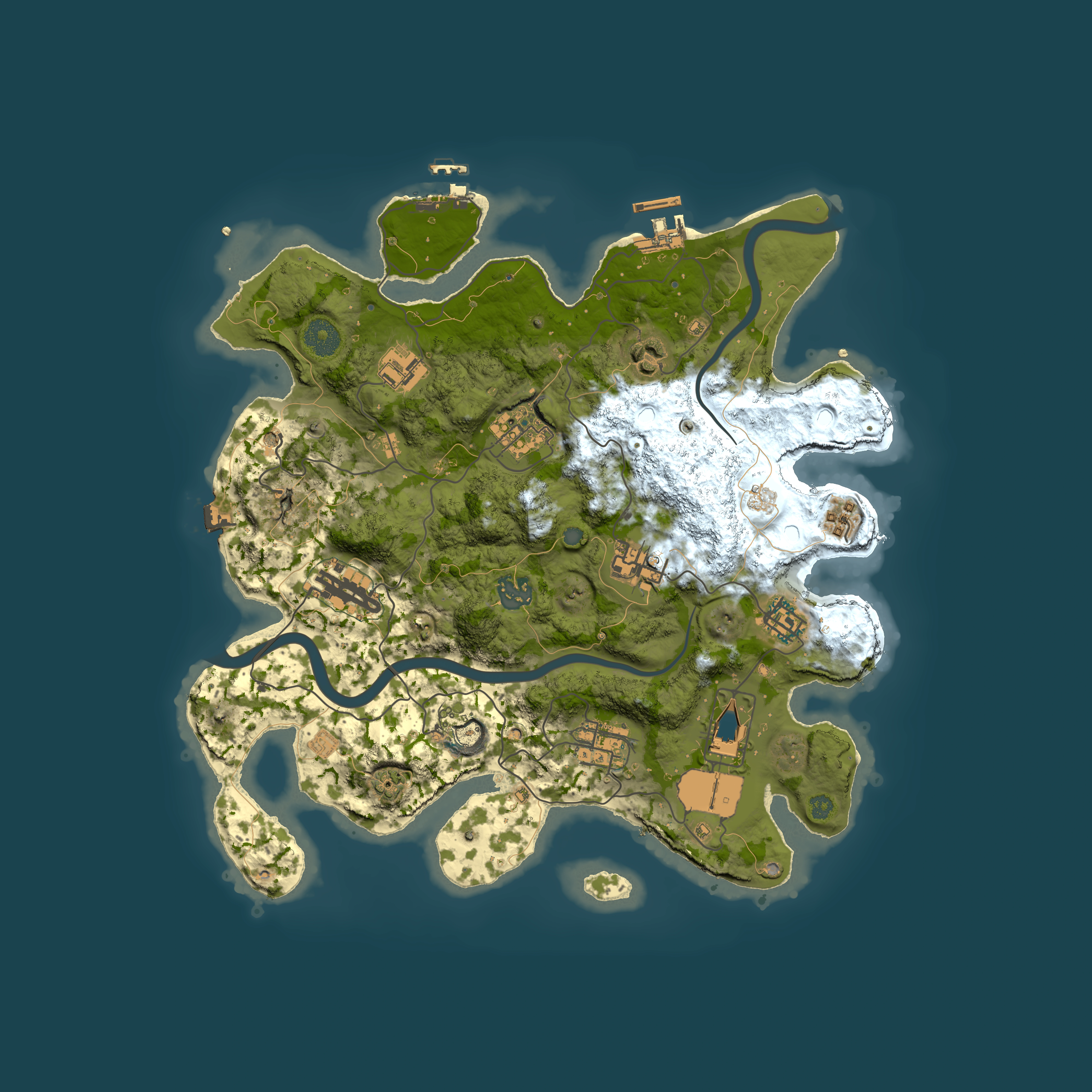 Full top-down render of Rust map seed 1634090415, 3500x3500m