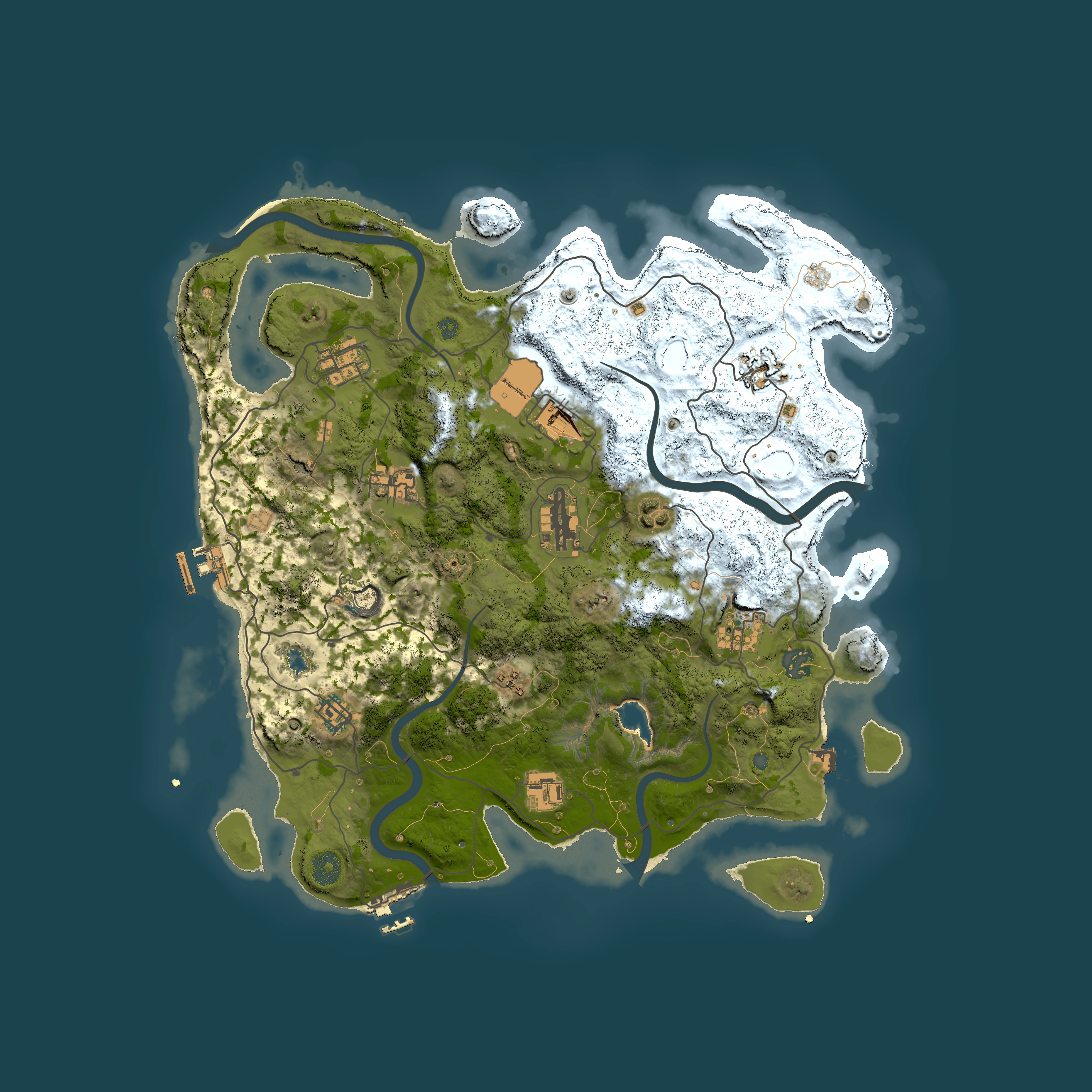 Full top-down render of Rust map seed 889232665, 4000x4000m