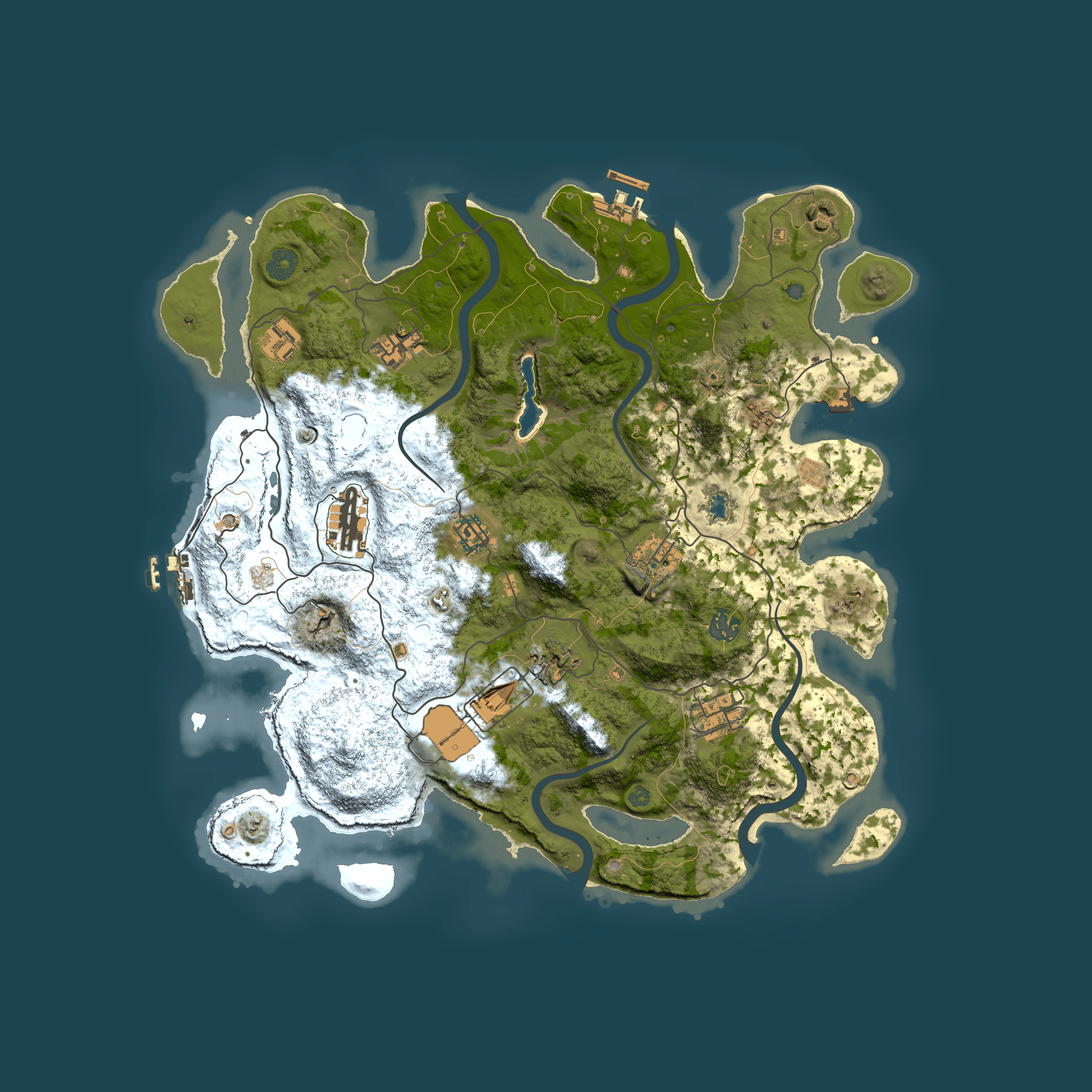 Full top-down render of Rust map seed 964027639, 4000x4000m