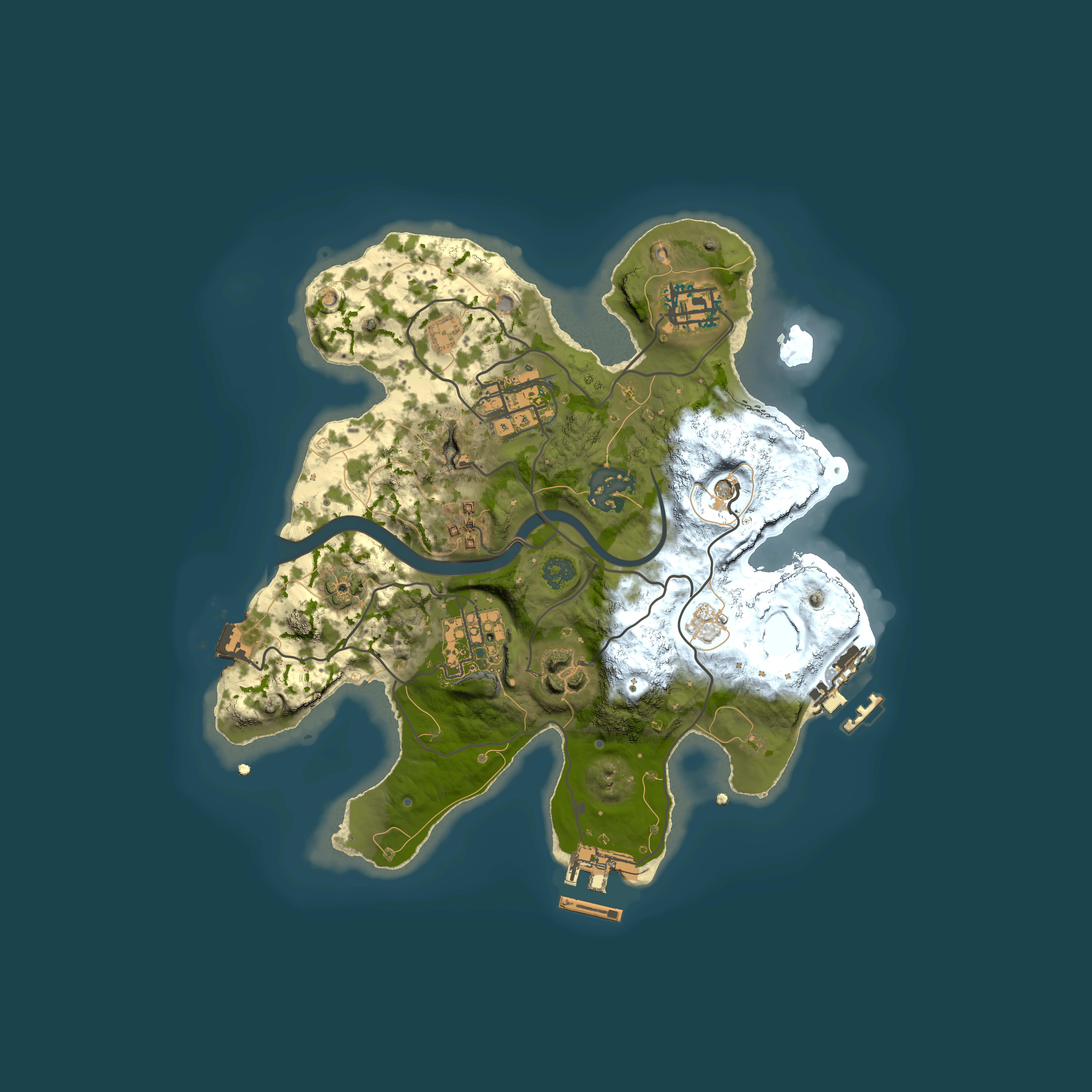 Full top-down render of Rust map seed 1407747827, 2500x2500m