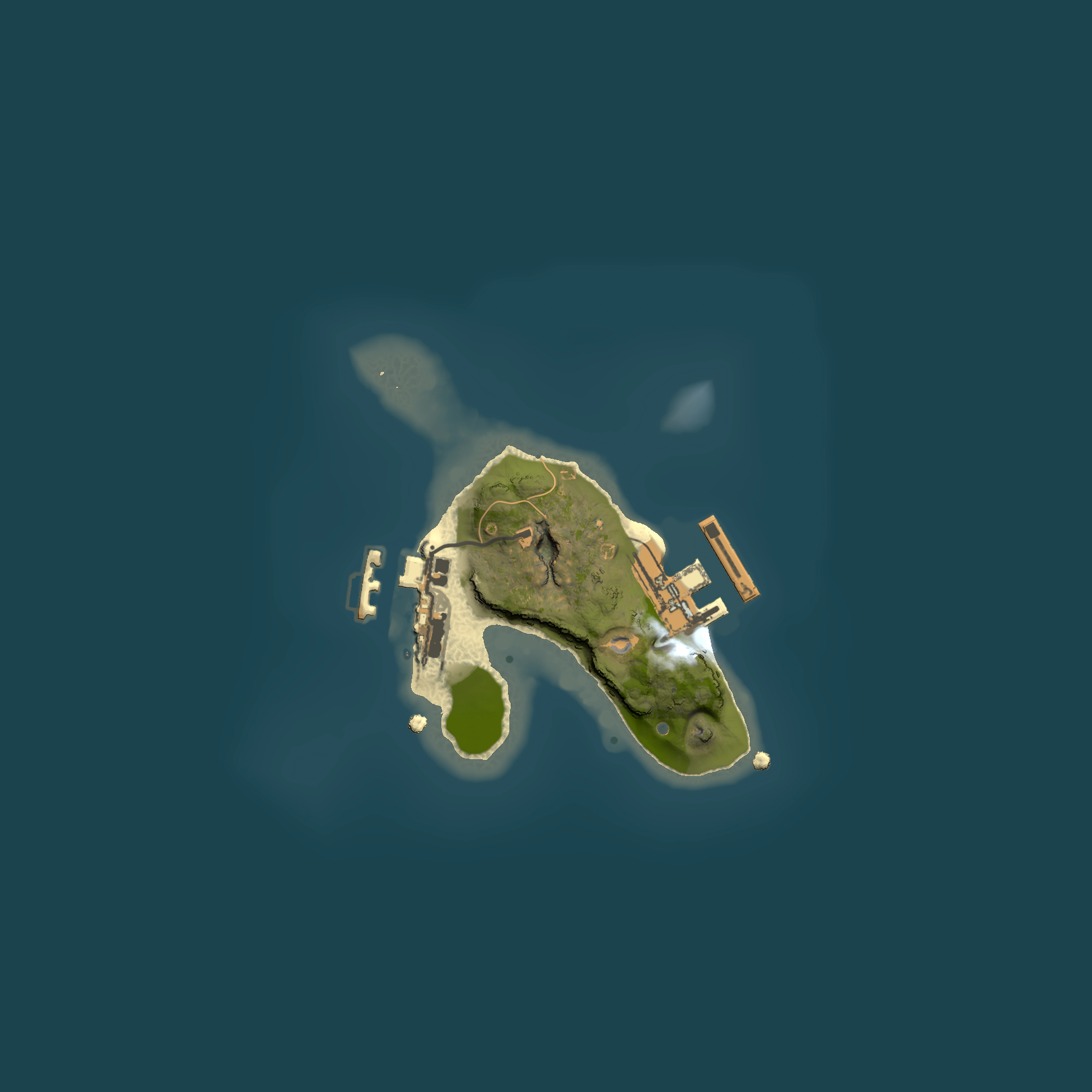 Full top-down render of Rust map seed 1132854837, 1500x1500m