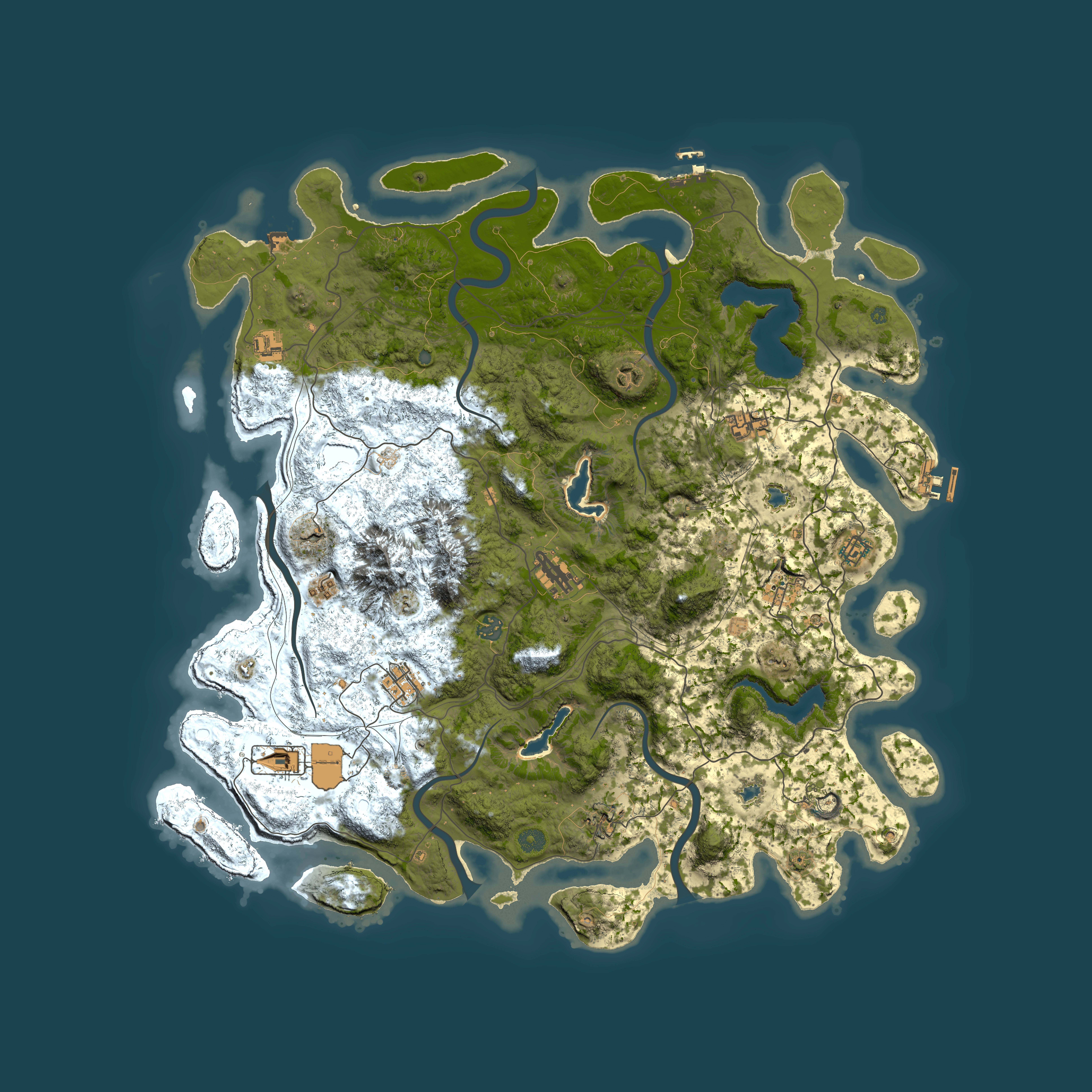 Full top-down render of Rust map seed 1143050353, 5000x5000m